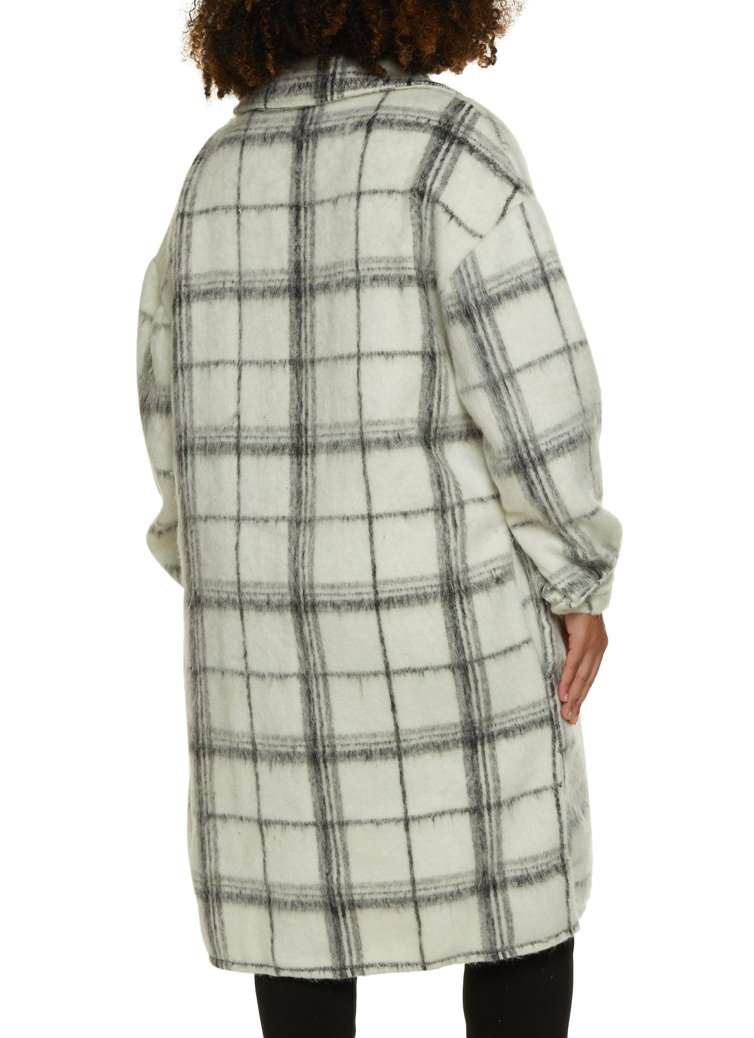 Plus Size Brushed Knit Plaid Print Longline Shacket sold by Rainbow product image thumbnail 3
