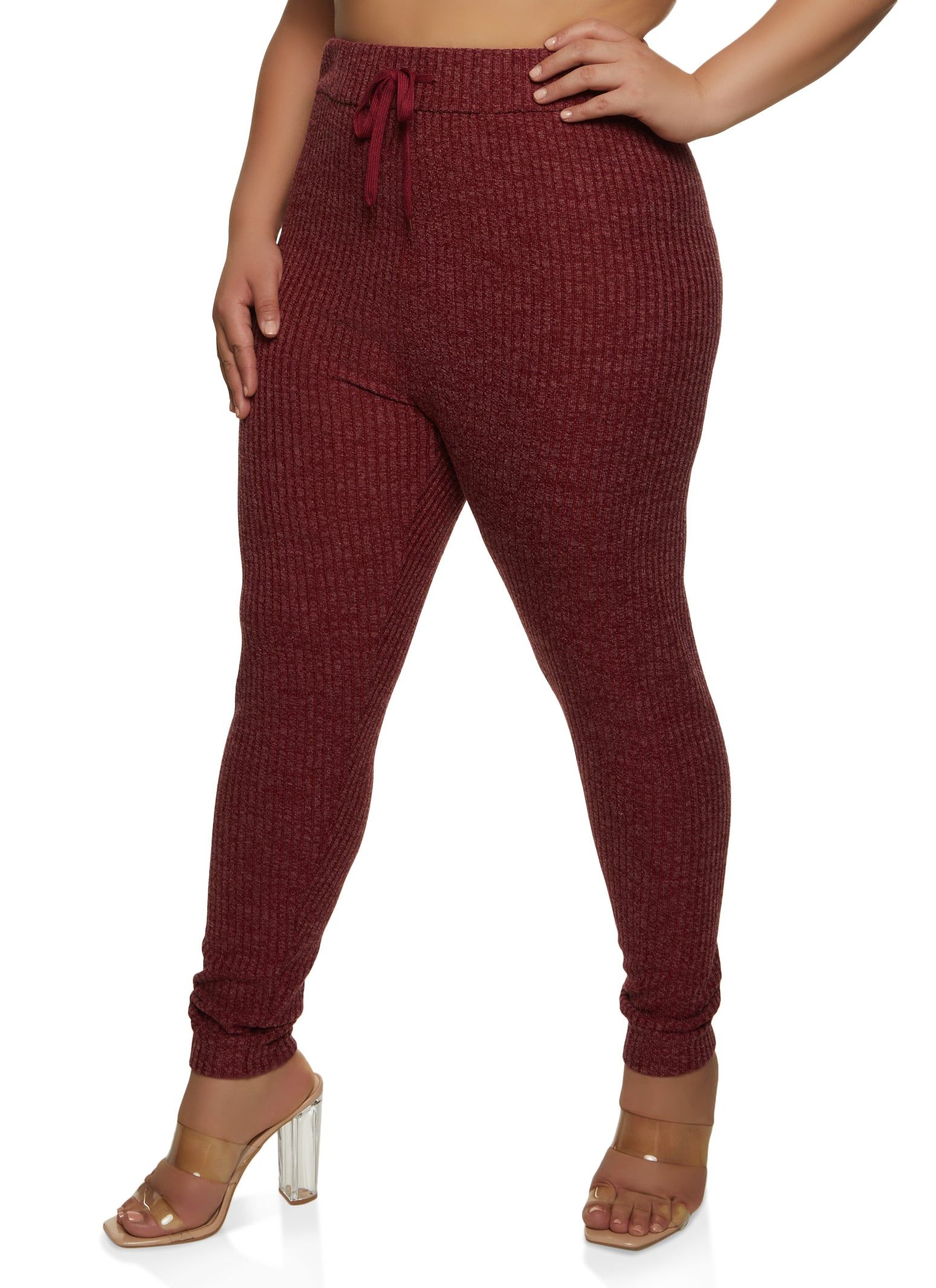 Plus Size Ribbed Knit High Waisted Leggings sold by Rainbow