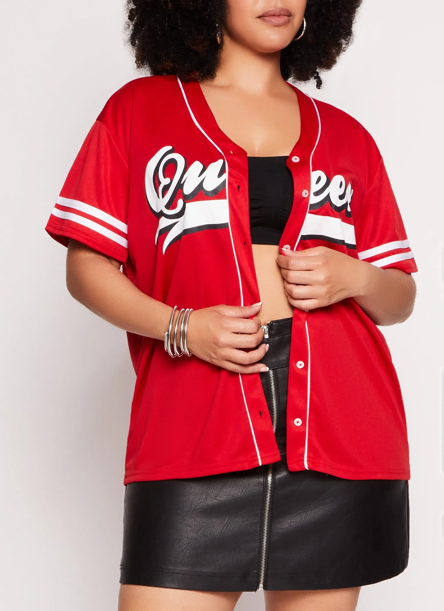 Plus Size Queen Graphic Baseball Jersey sold by Rainbow