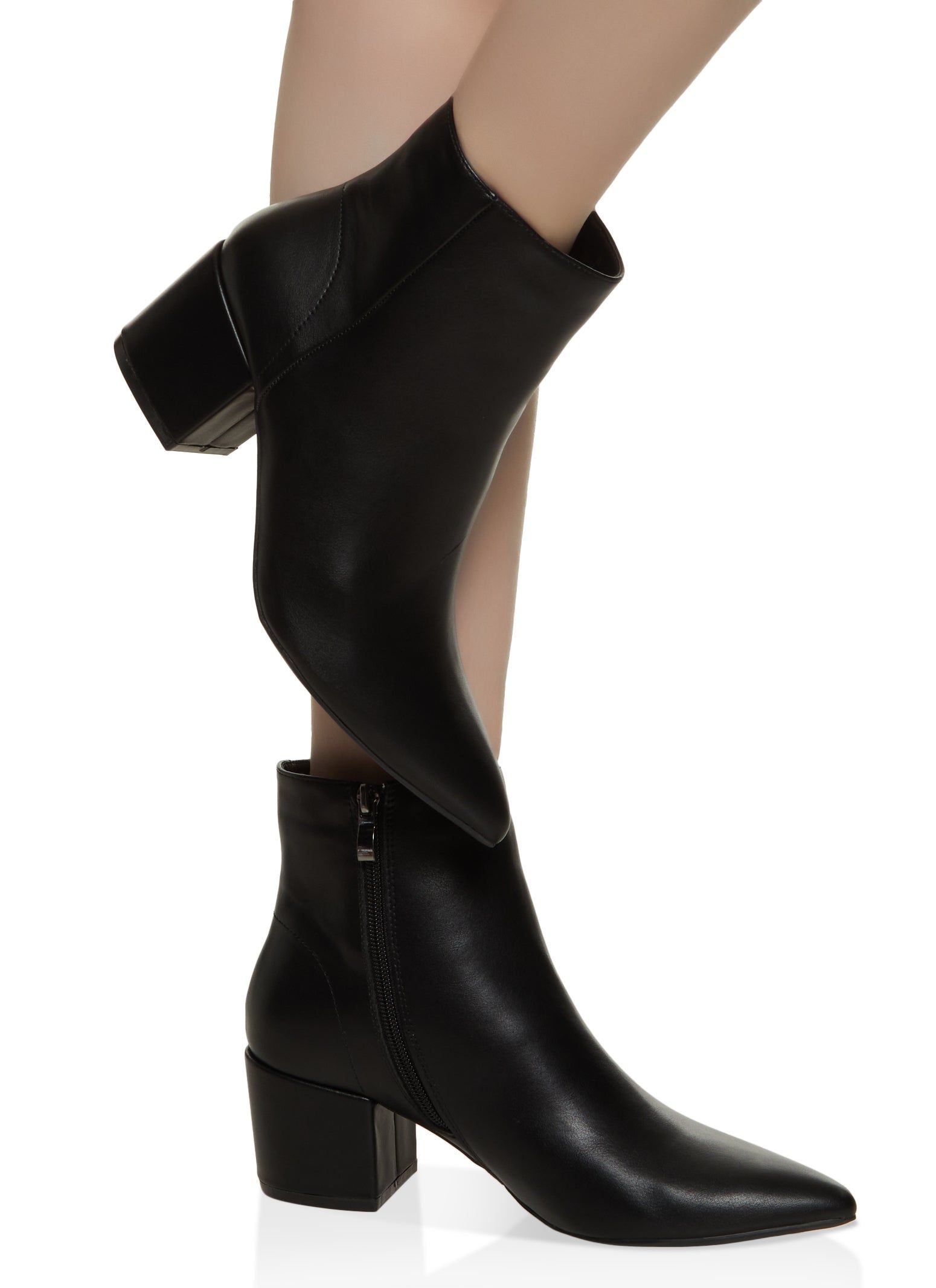 Pointed Toe Mid Heel Booties sold by Rainbow