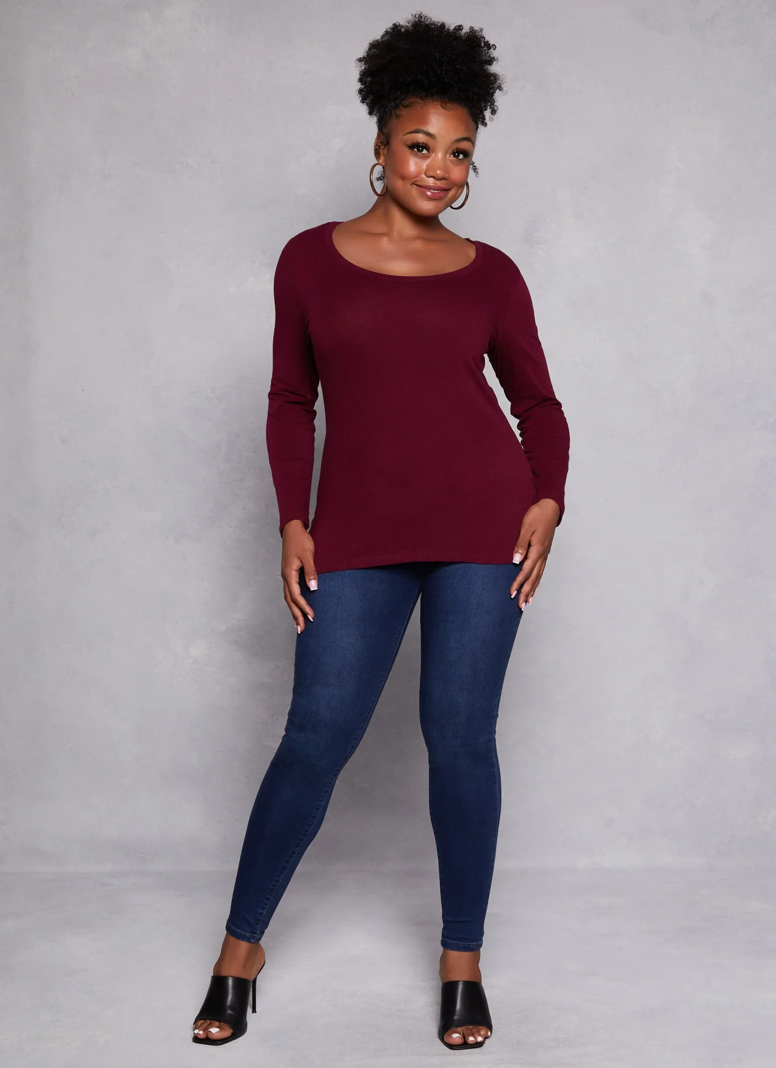 Plus Size Basic Scoop Neck Long Sleeve T Shirt sold by Rainbow product image thumbnail 2