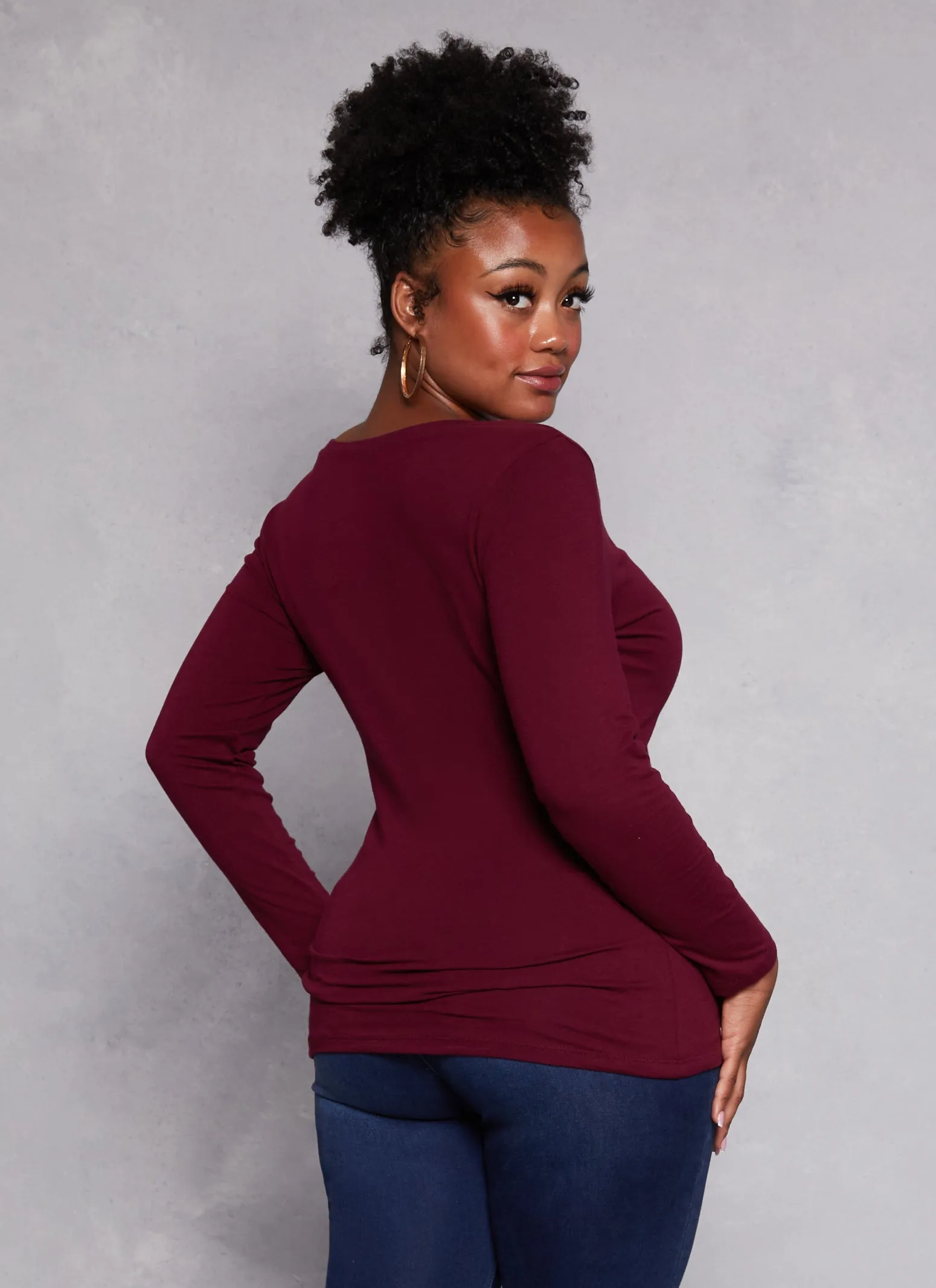 Plus Size Basic Scoop Neck Long Sleeve T Shirt sold by Rainbow product image thumbnail 3