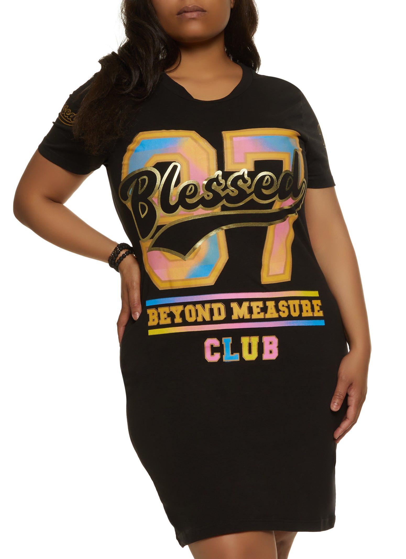 Plus Size Blessed Beyond Measure T Shirt Dress sold by Rainbow
