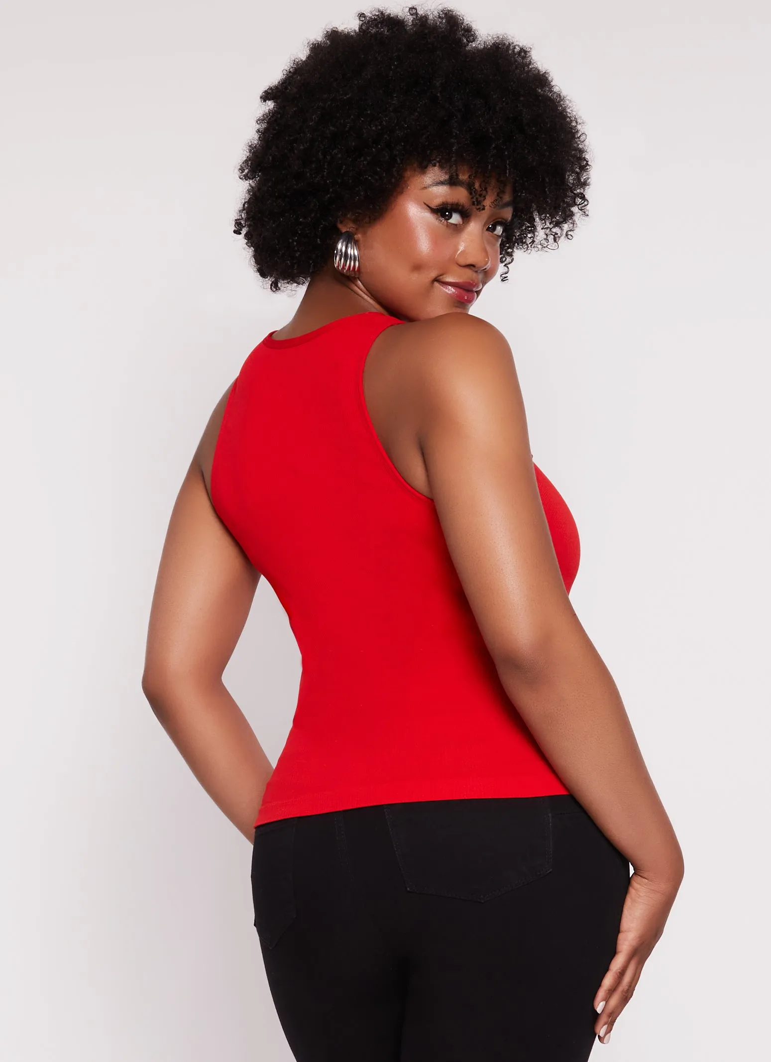 Plus Size Seamless Ribbed Snap Button Tank Top sold by Rainbow product image thumbnail 3