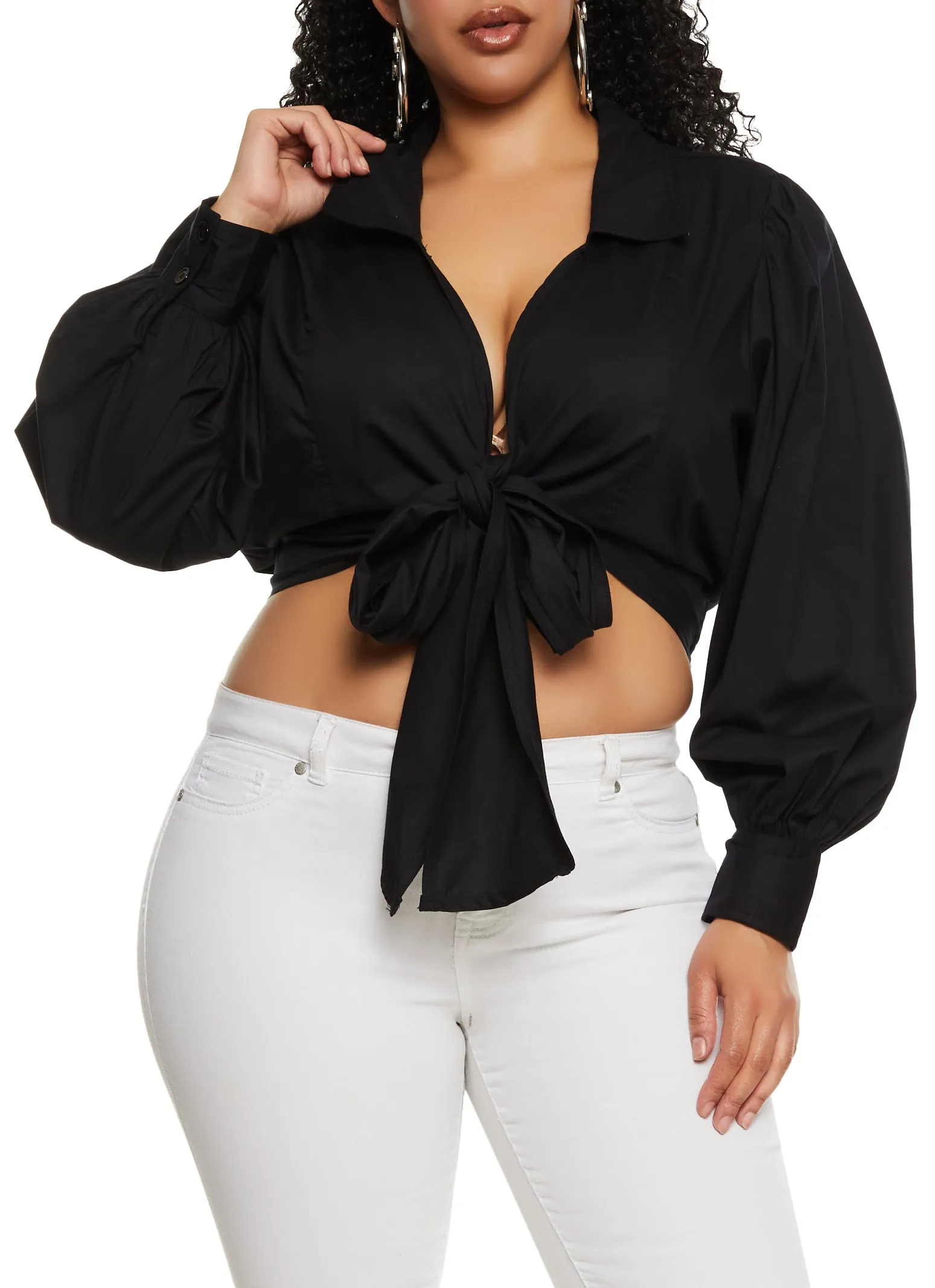 Plus Size Tie Back Wrap Crop Top sold by Rainbow