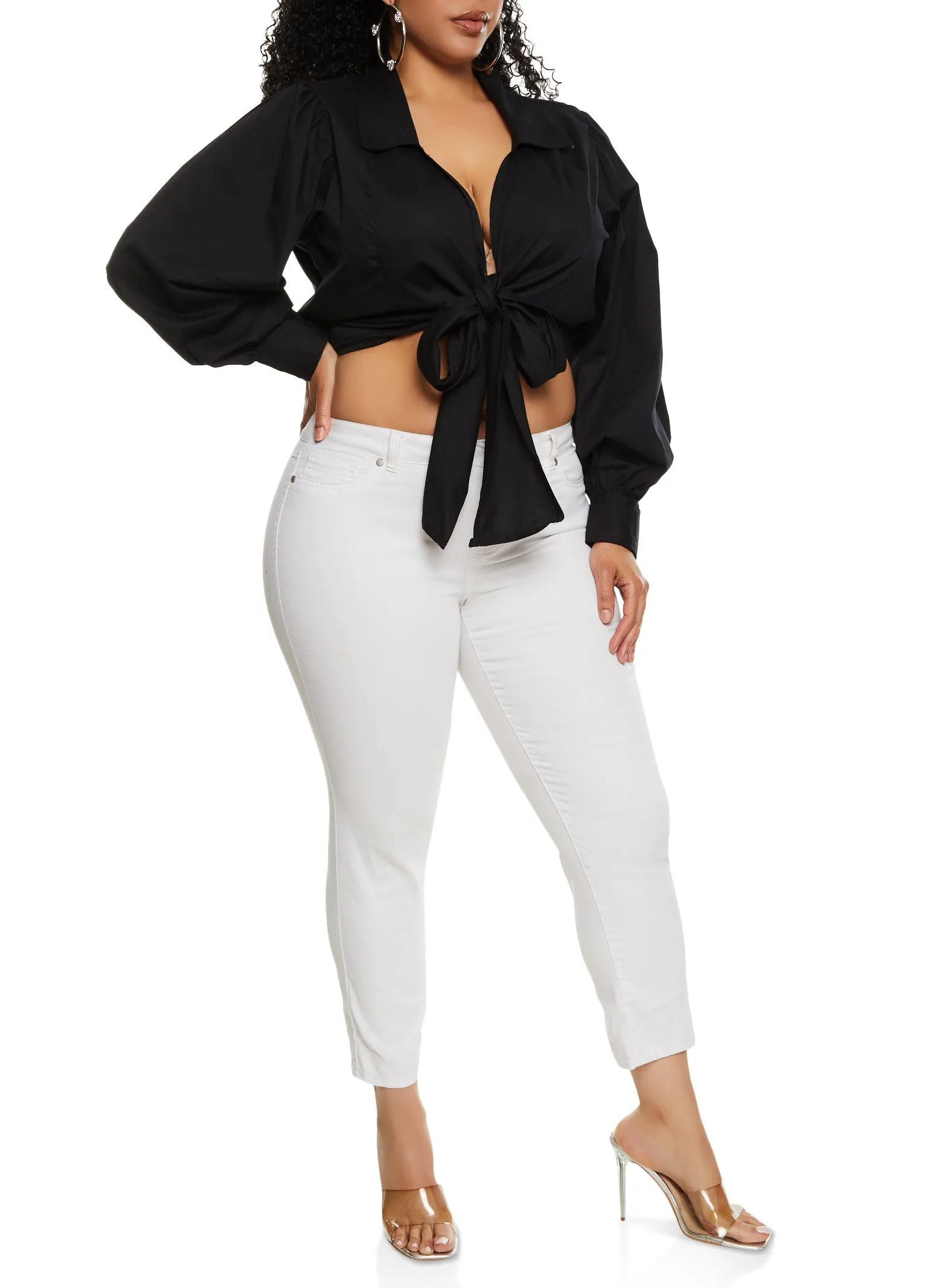 Plus Size Tie Back Wrap Crop Top sold by Rainbow product image thumbnail 2