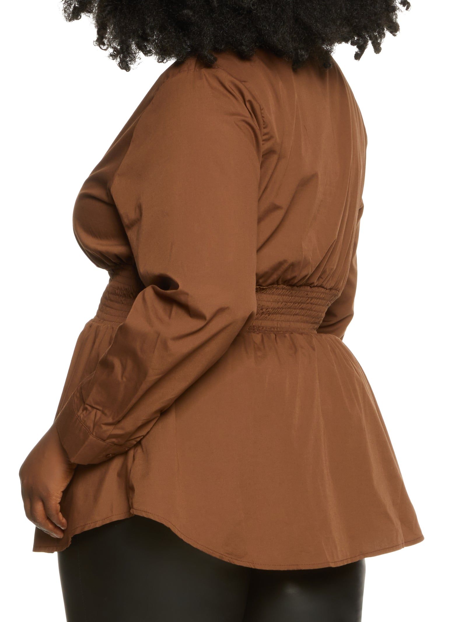 Plus Size Poplin Smocked Waist Shirt sold by Rainbow product image thumbnail 2