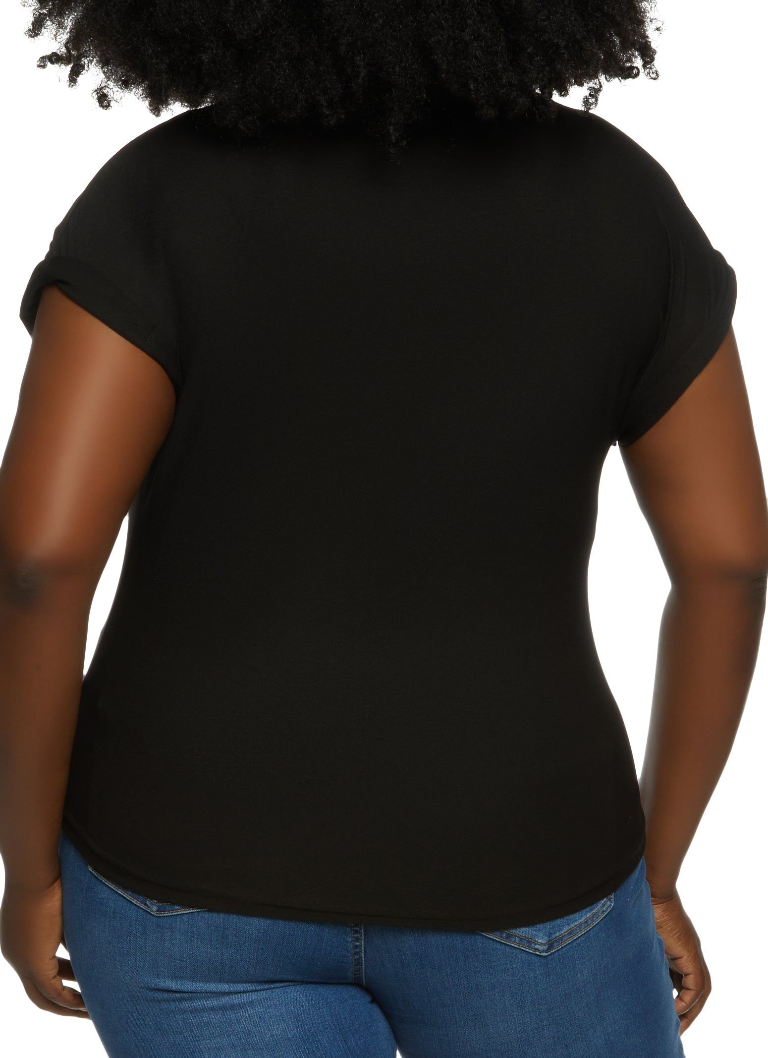 Plus Size Crepe Knit Half Button Down Top sold by Rainbow product image thumbnail 2