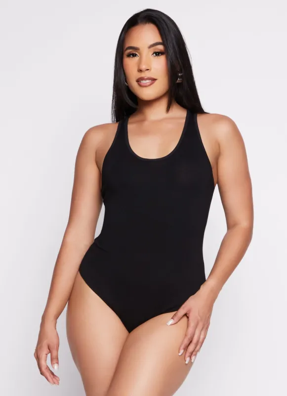 Basic Scoop Neck Racerback Tank Bodysuit sold by Rainbow