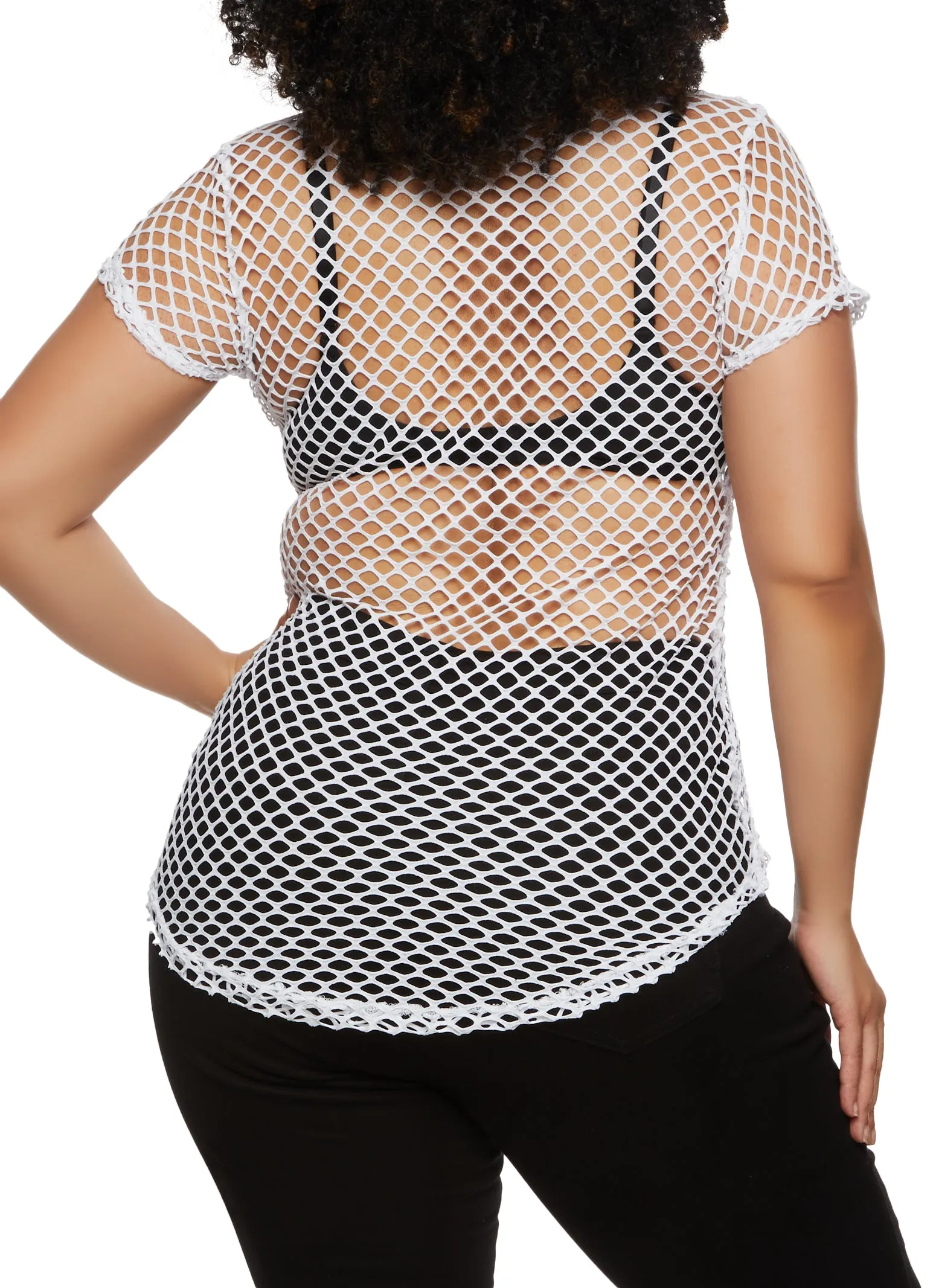 Plus Size Fishnet Crew Neck Top sold by Rainbow product image thumbnail 2