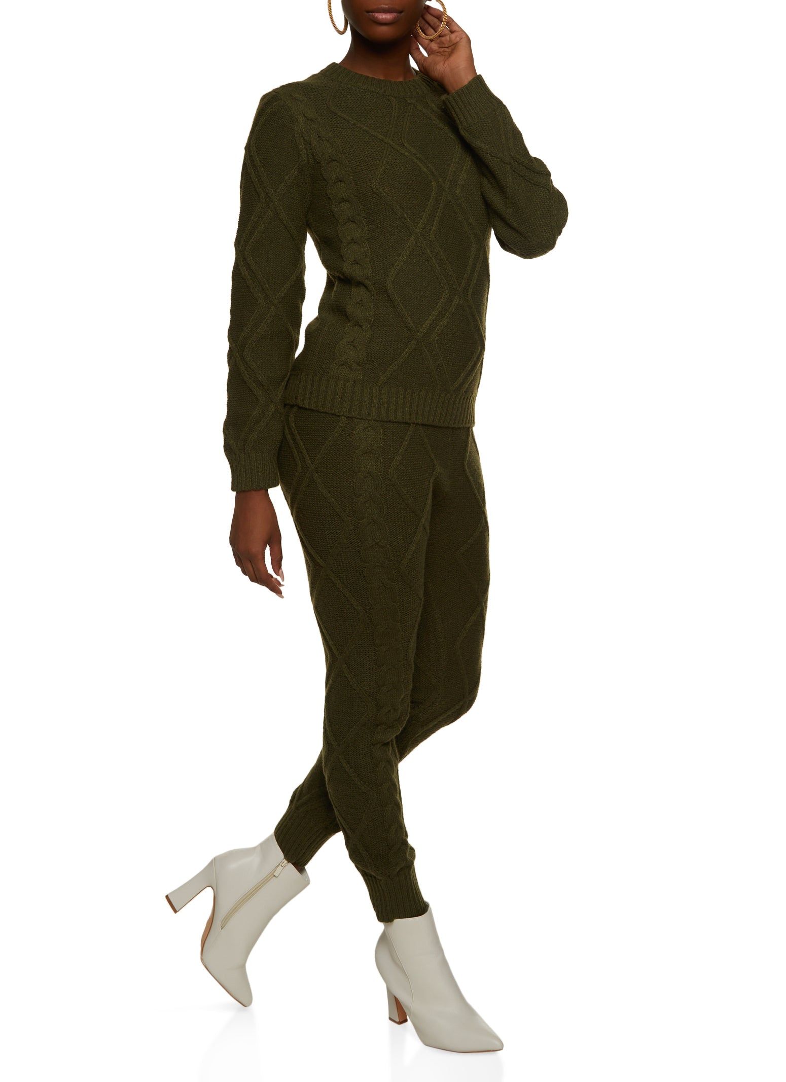 Cable Knit Crew Neck Pullover Sweater sold by Rainbow product image thumbnail 2