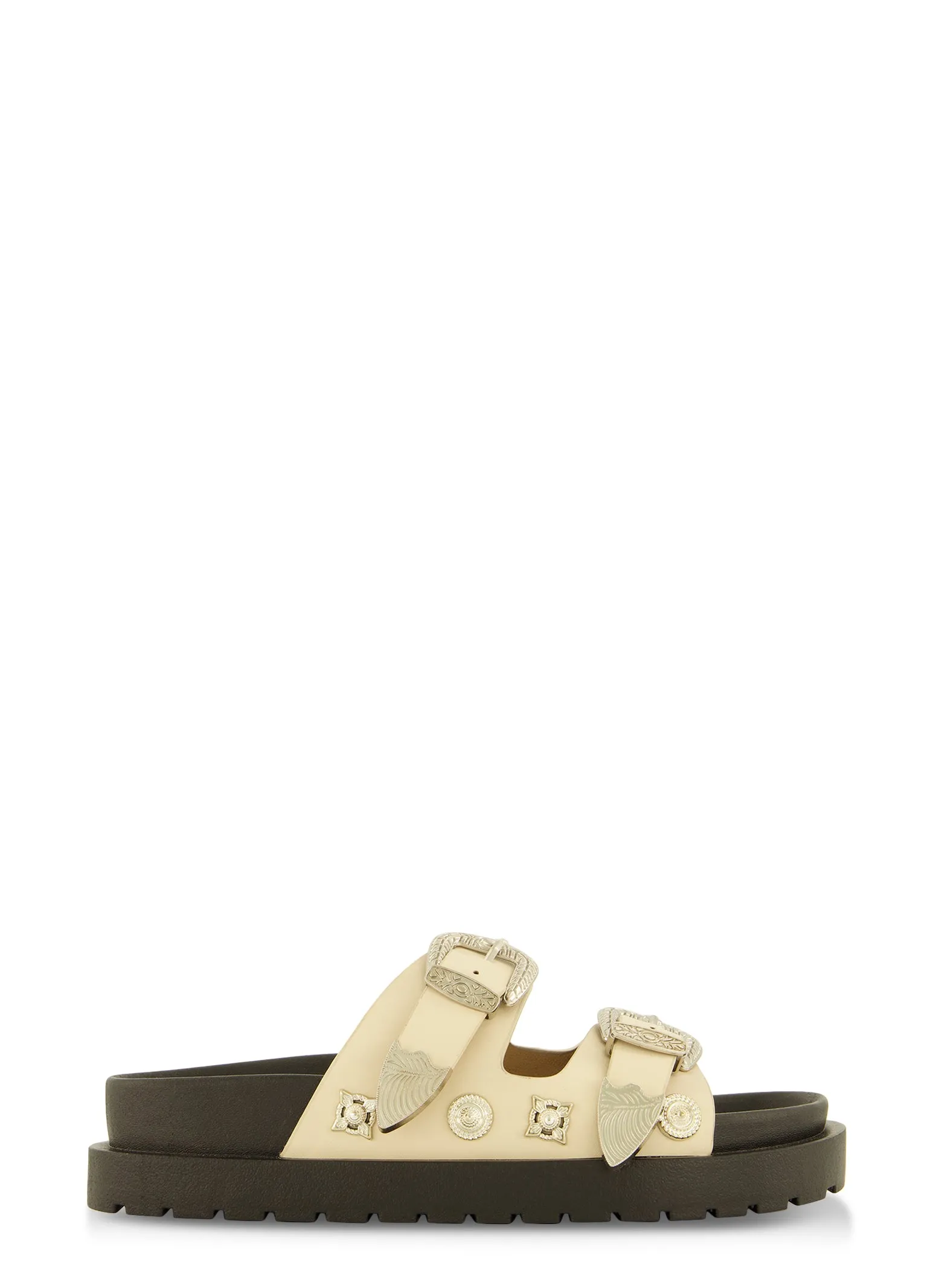 Double Buckle Band Embellished Slide Sandals sold by Rainbow product image thumbnail 2