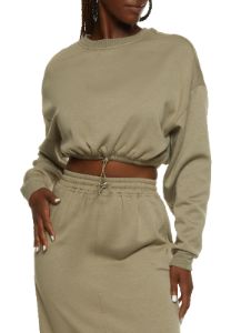 Toggle Drawstring Hem Cropped Sweatshirt sold by Rainbow