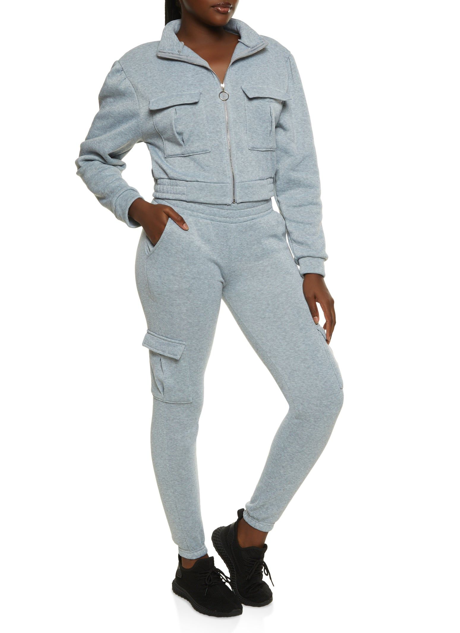 Fleece Zip Front Cargo Pocket Track Jacket sold by Rainbow product image thumbnail 2