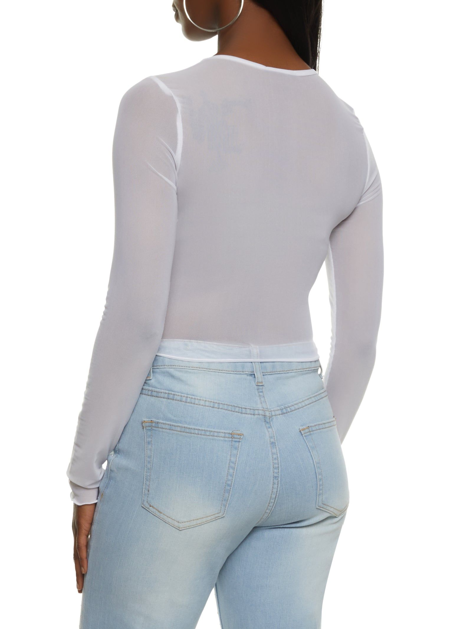 Mesh Keyhole Long Sleeve Crop Top sold by Rainbow product image thumbnail 2