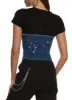 Paint Splatter Denim Corset T Shirt sold by Rainbow