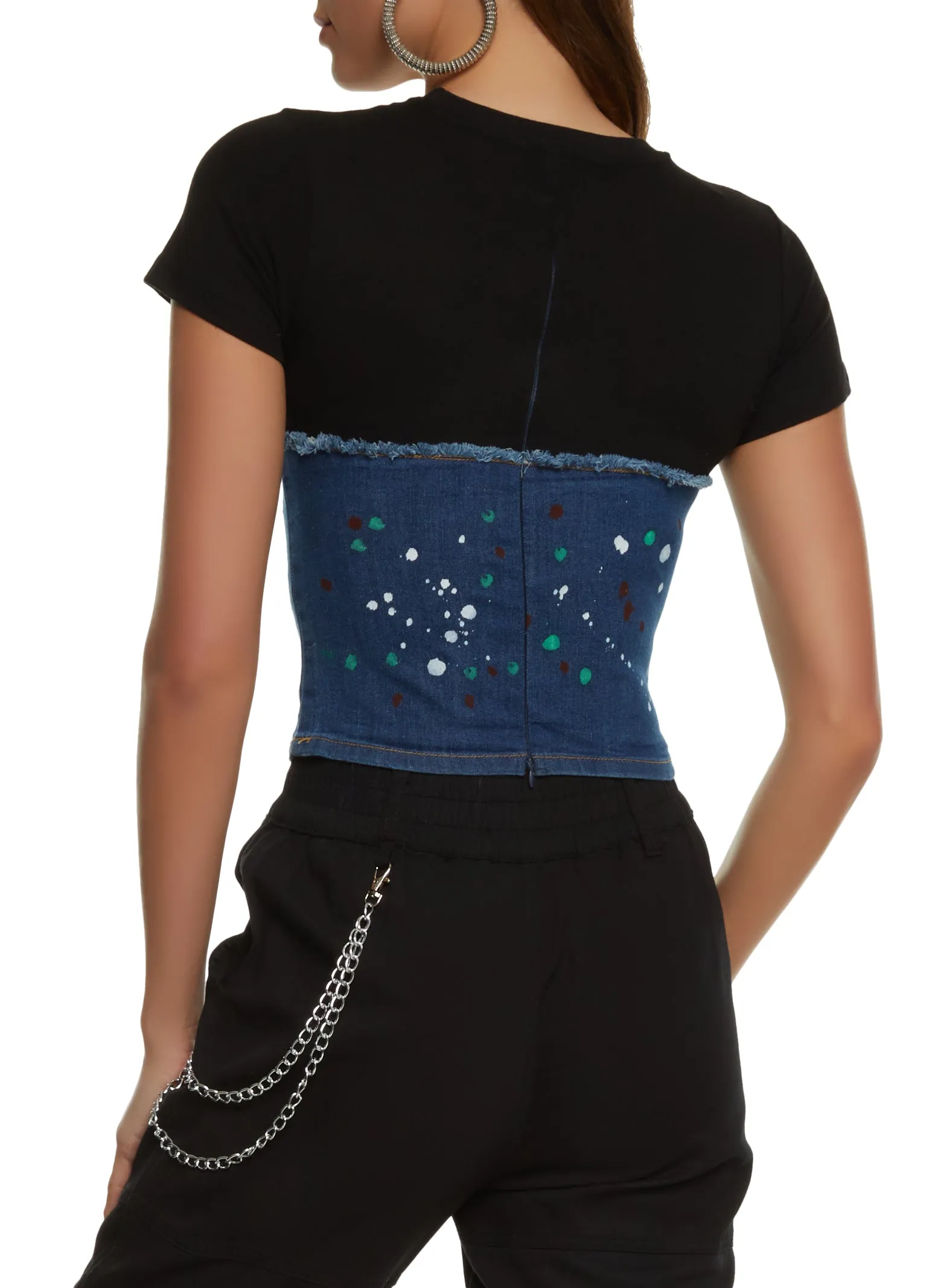 Paint Splatter Denim Corset T Shirt sold by Rainbow product image thumbnail 2