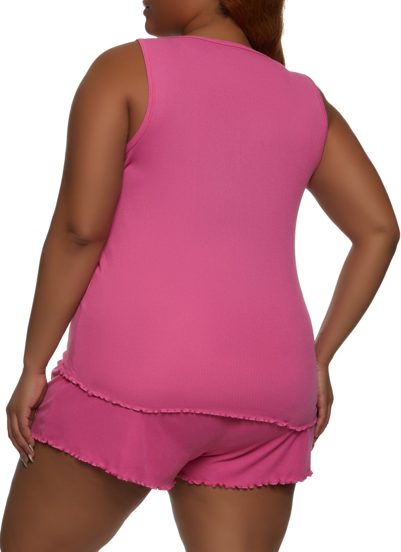 Plus Size Lettuce Edge Pajama Tank Top and Shorts sold by Rainbow product image thumbnail 2