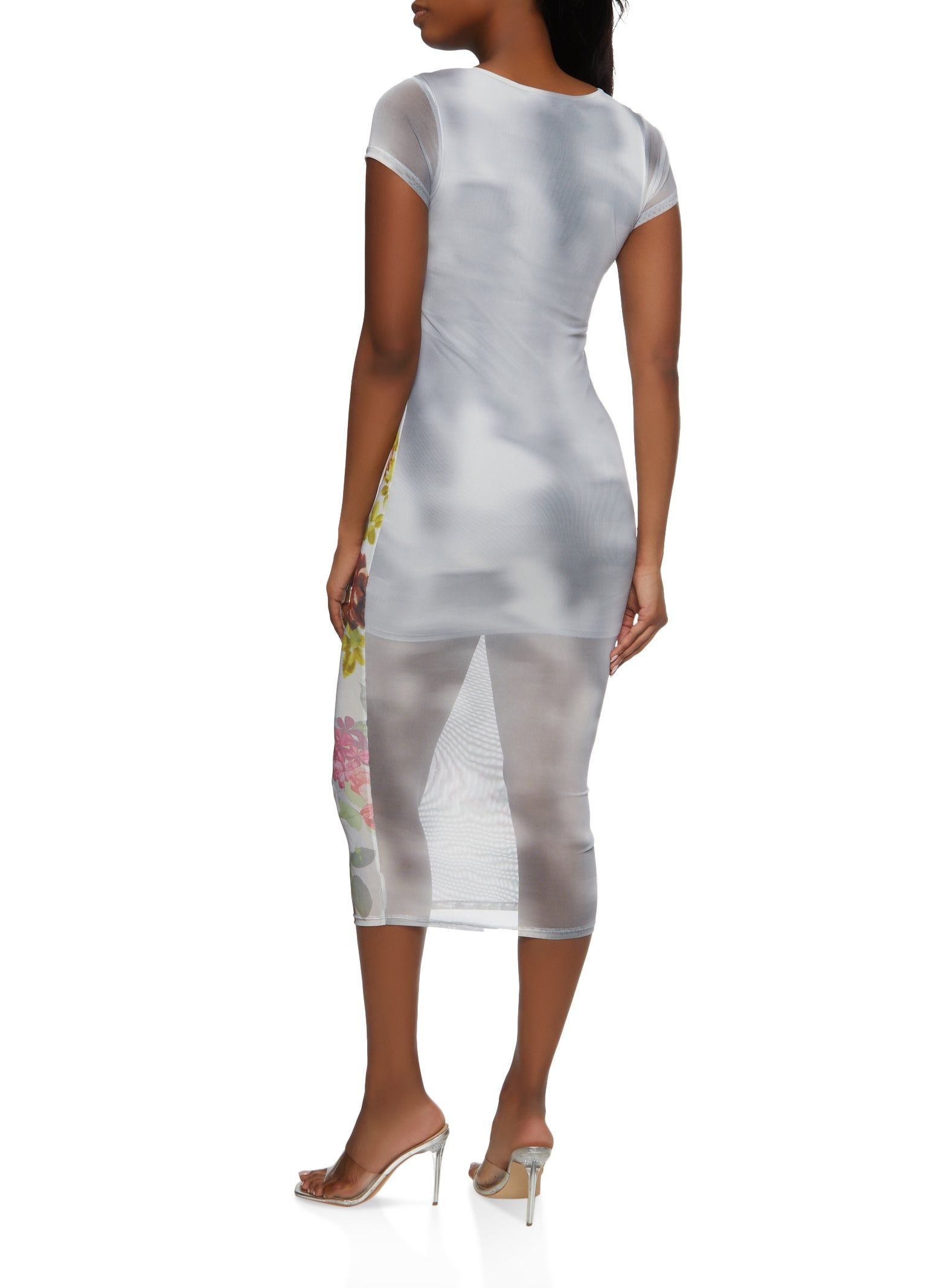 Mesh Printed Short Sleeve Midi Dress sold by Rainbow product image thumbnail 3