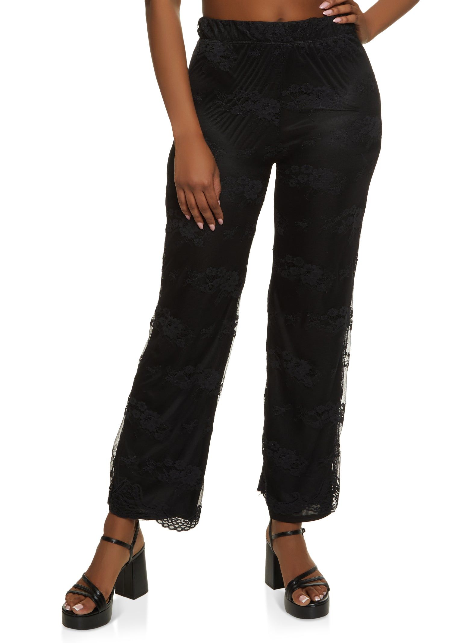 Mesh Floral Lace Flared Pants sold by Rainbow product image thumbnail 2