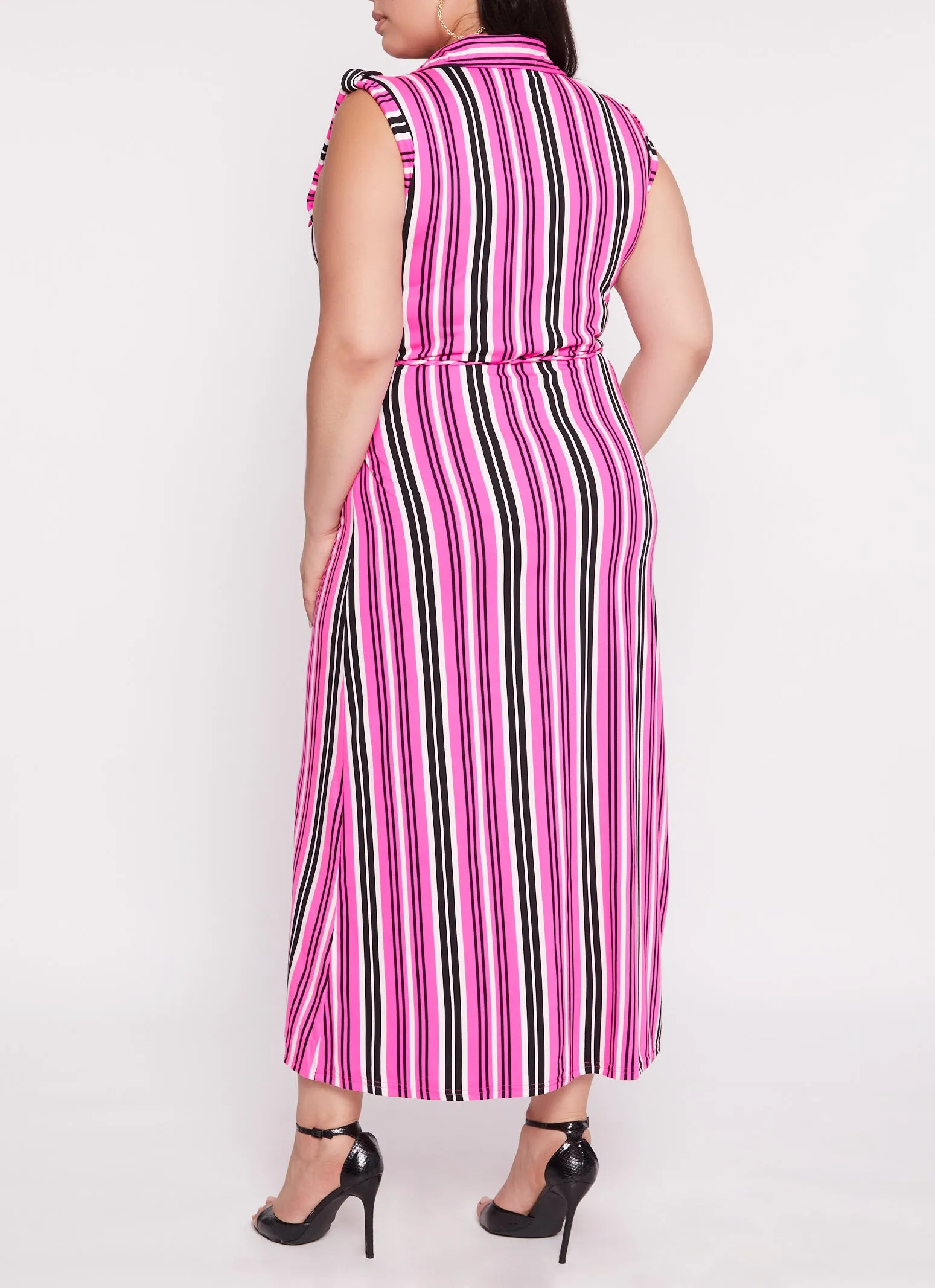 Plus Size Sleeveless Striped Shirt Maxi Dress sold by Rainbow product image thumbnail 3