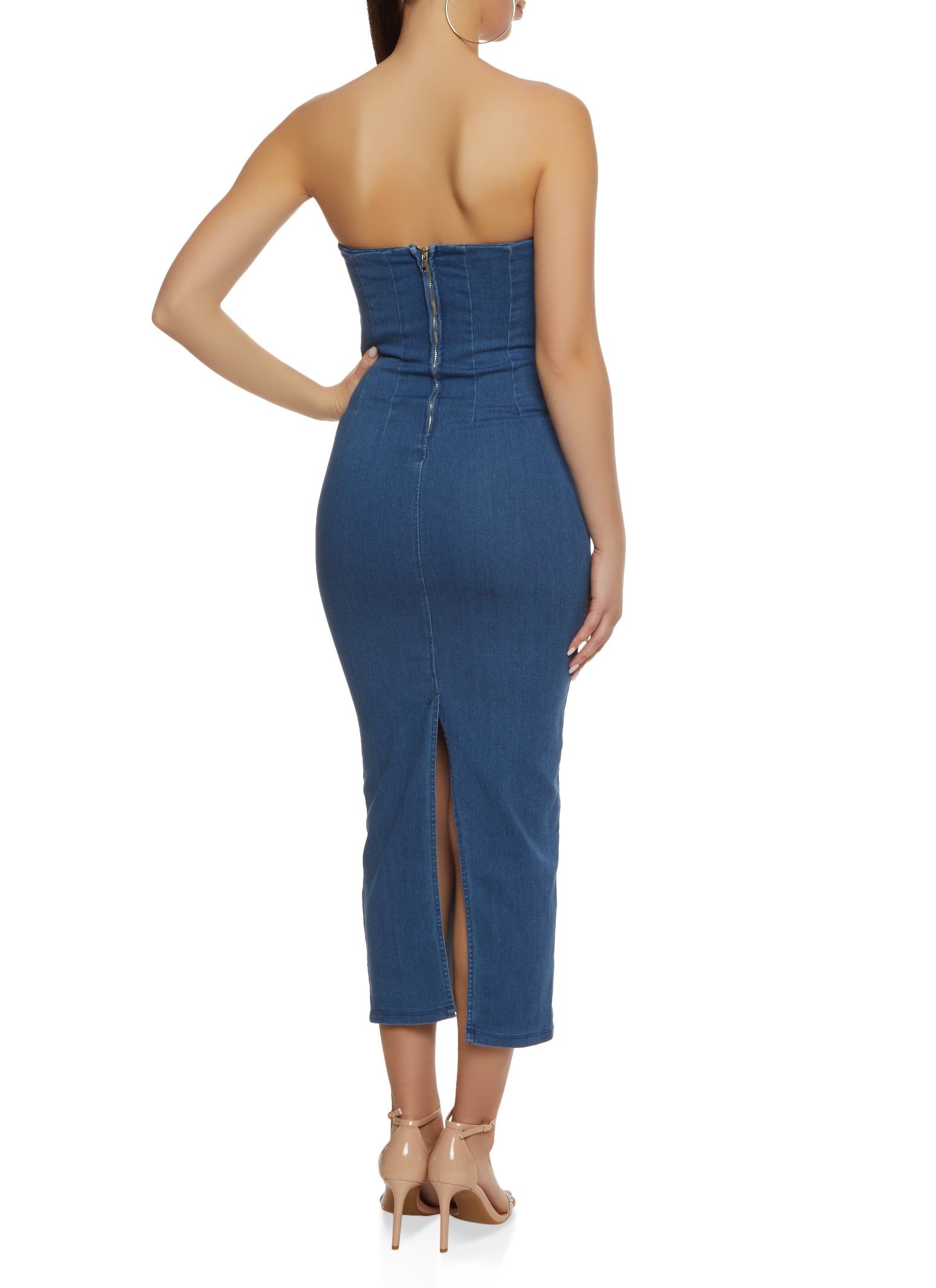 Zip Back Denim Tube Dress sold by Rainbow product image thumbnail 3