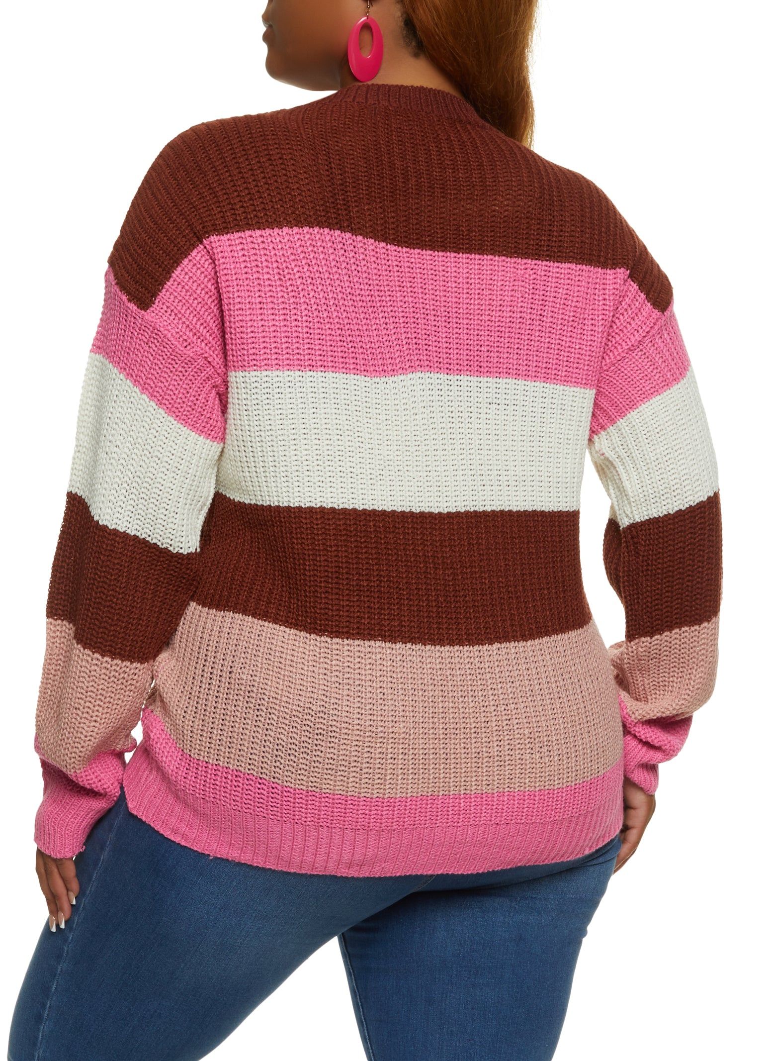 Plus Size Color Blocked Striped Pullover Sweater sold by Rainbow product image thumbnail 2