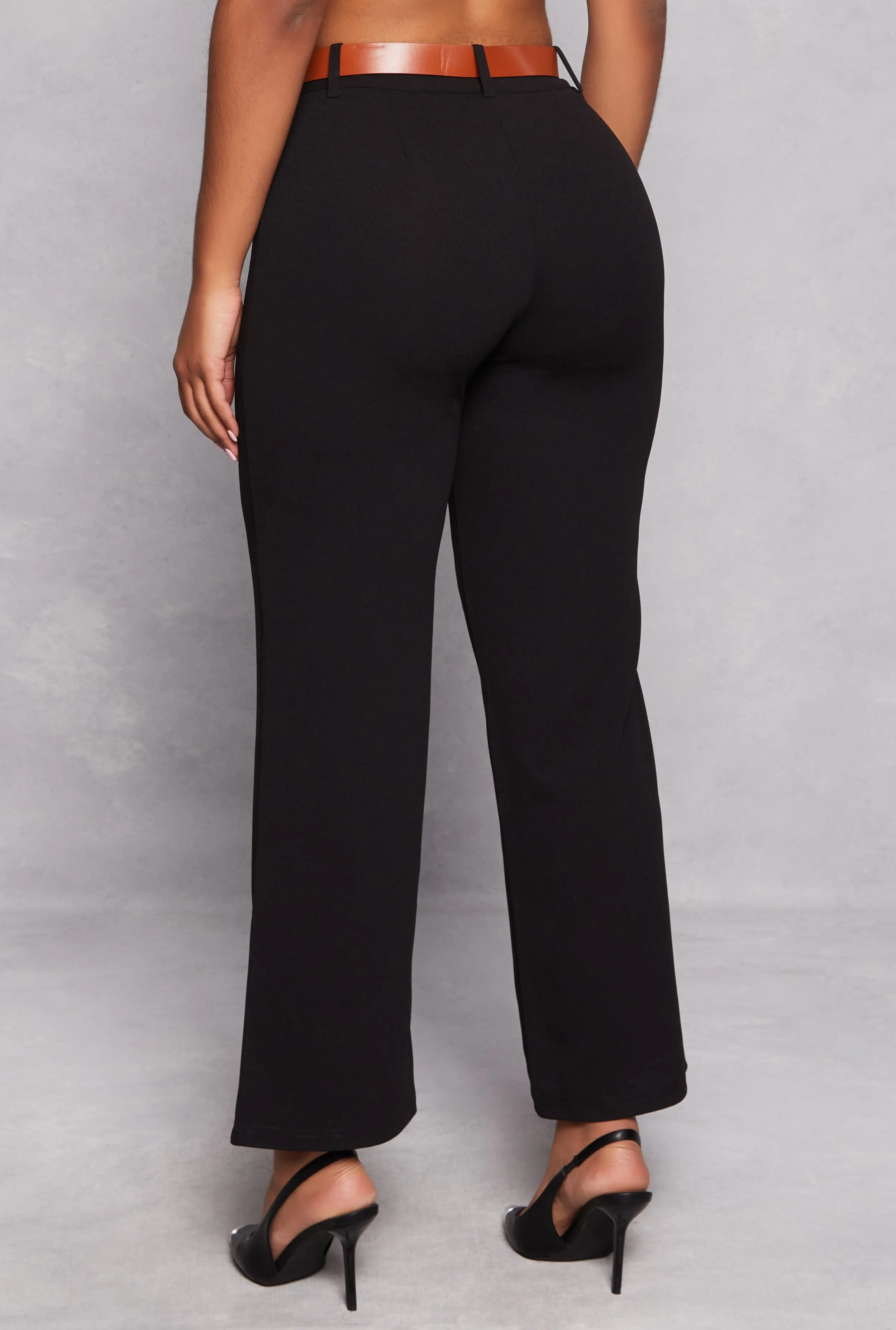 Belted Crepe Knit Wide Leg Dress Pants sold by Rainbow product image thumbnail 3