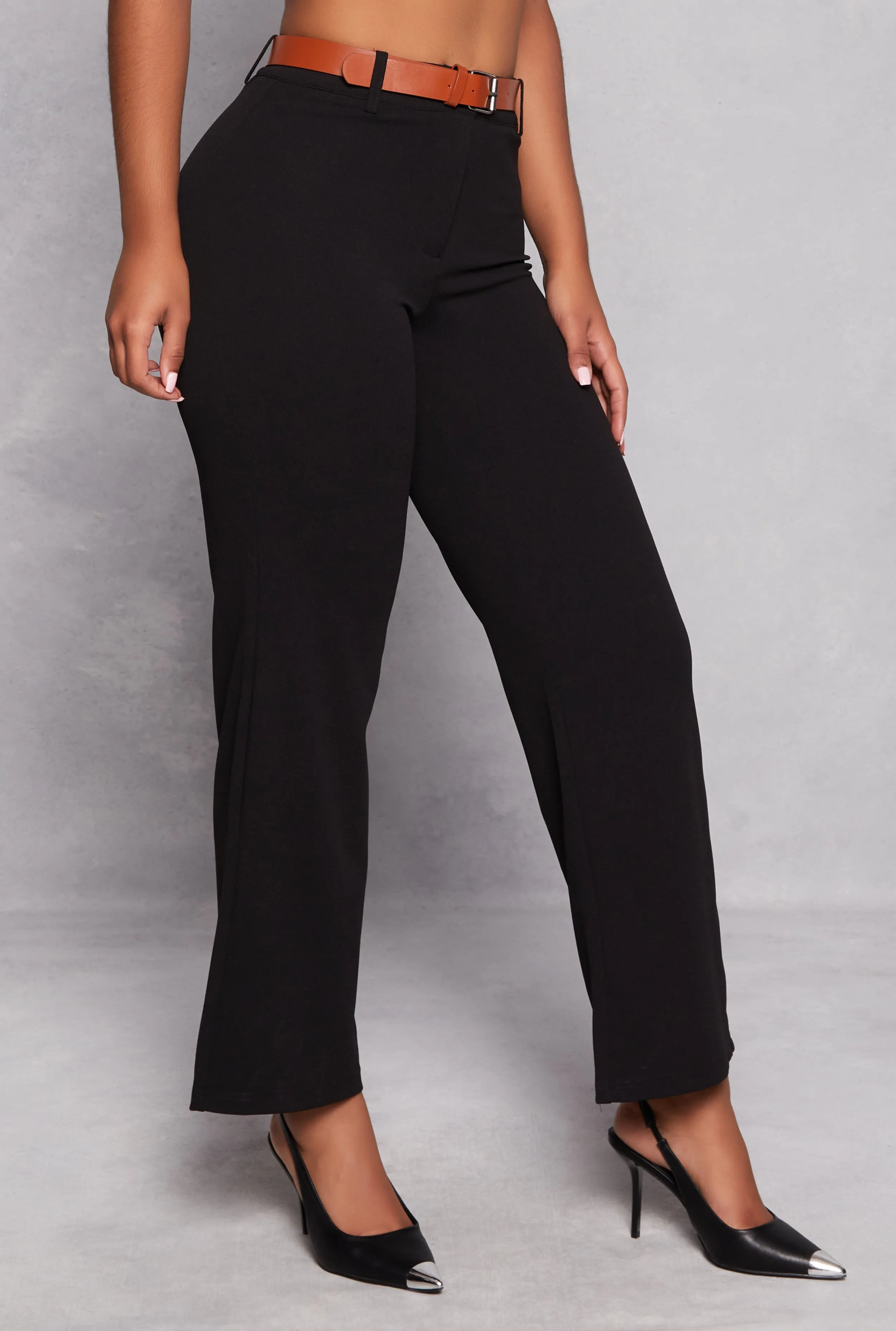 Belted Crepe Knit Wide Leg Dress Pants sold by Rainbow product image thumbnail 2