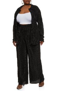 Plus Size Plisse Button Front Shirt sold by Rainbow