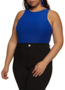 Plus Size Crew Neck Racerback Bodysuit sold by Rainbow