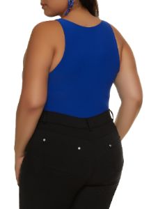 Plus Size Crew Neck Racerback Bodysuit sold by Rainbow