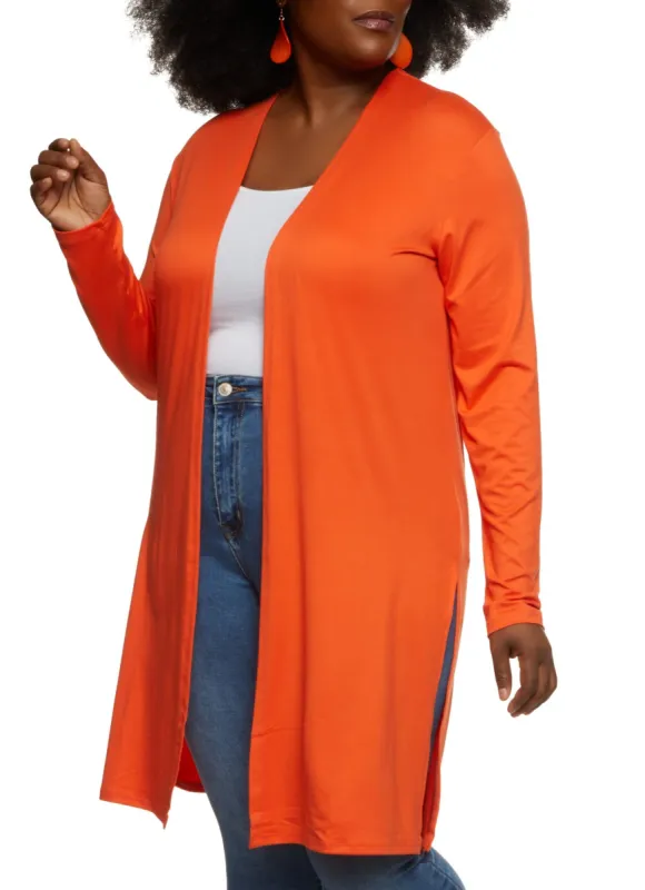 Plus Size Soft Knit Open Front Duster sold by Rainbow