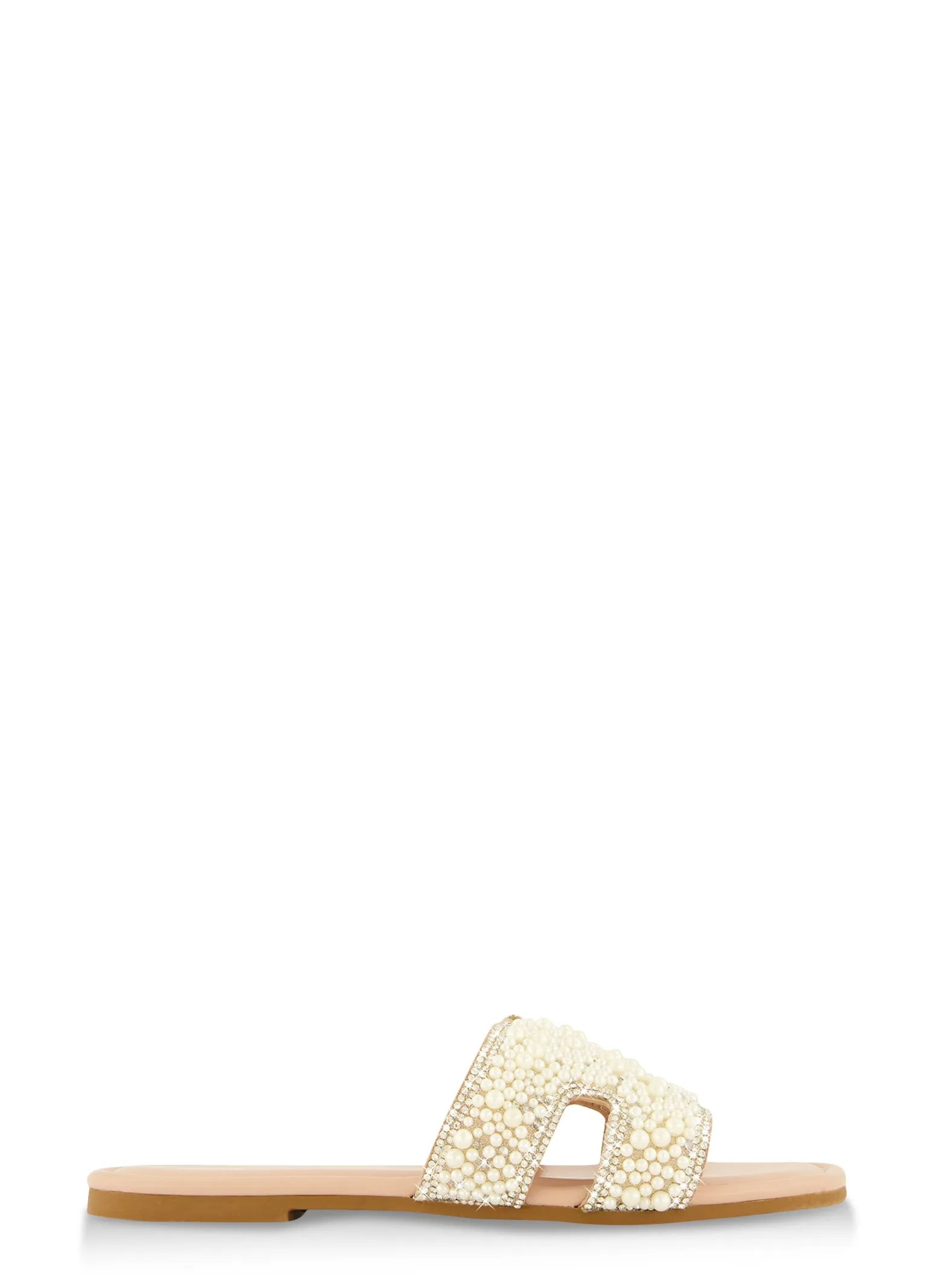 Faux Pearl Rhinestone H Band Slide Sandals sold by Rainbow product image thumbnail 2