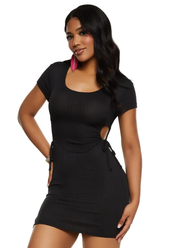 Tie Side Cut Out T Shirt Mini Dress sold by Rainbow