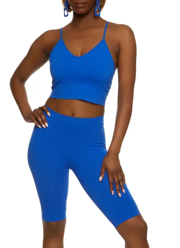 Seamless Ribbed Knit Cropped Cami sold by Rainbow
