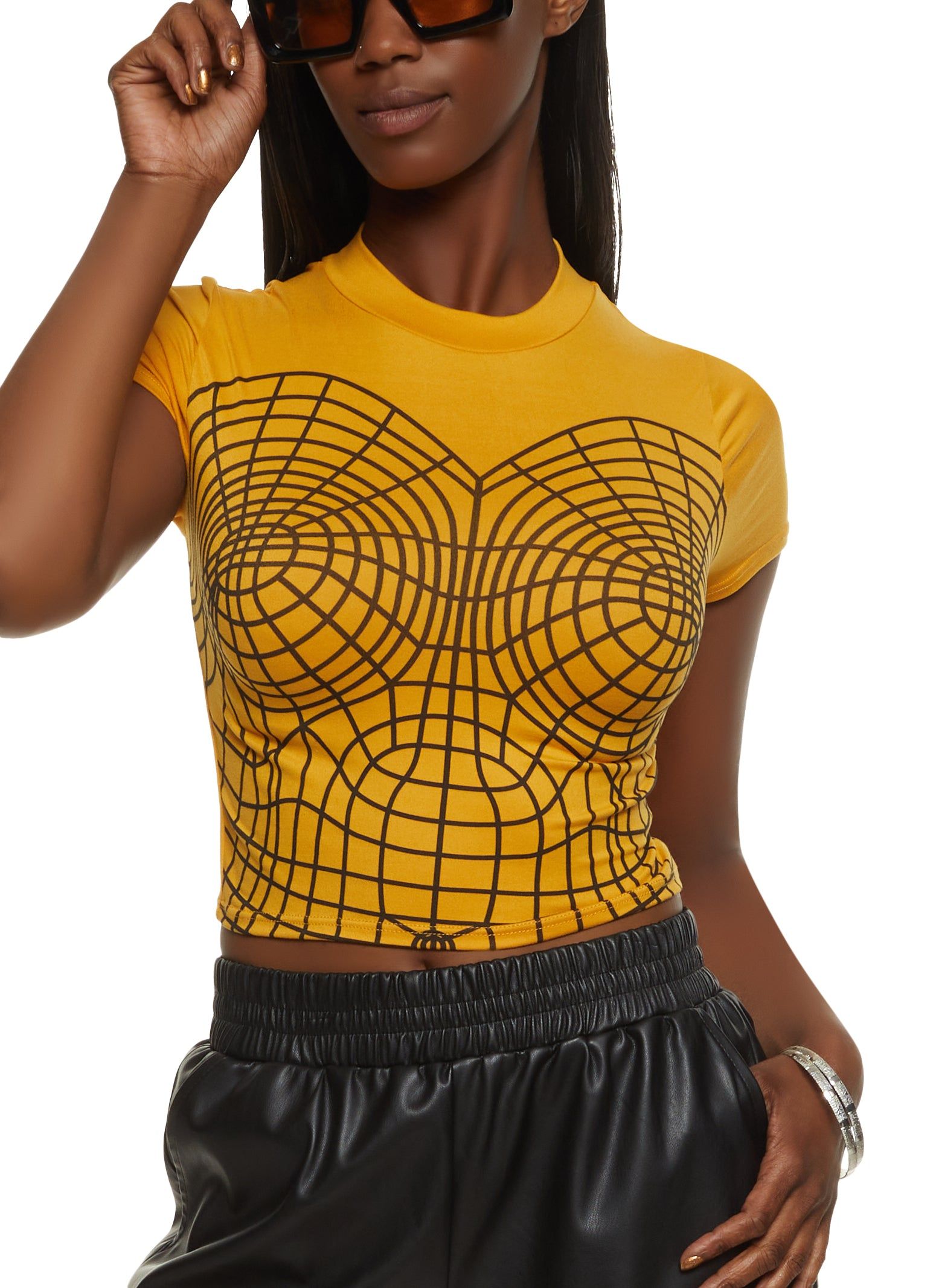 Patterned Graphic Crop Top sold by Rainbow