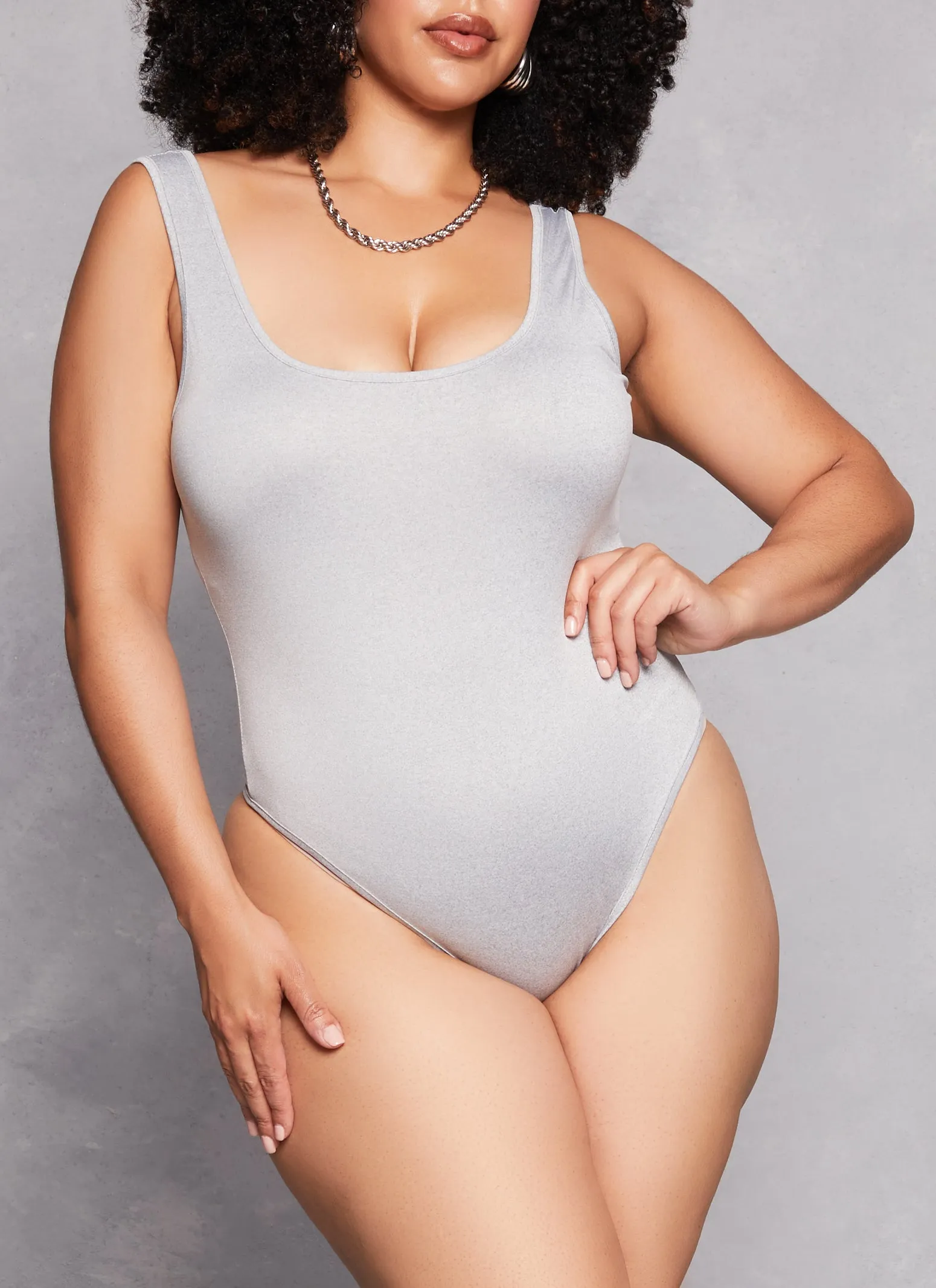 Plus Size Daisy Scoop Neck Tank Bodysuit sold by Rainbow