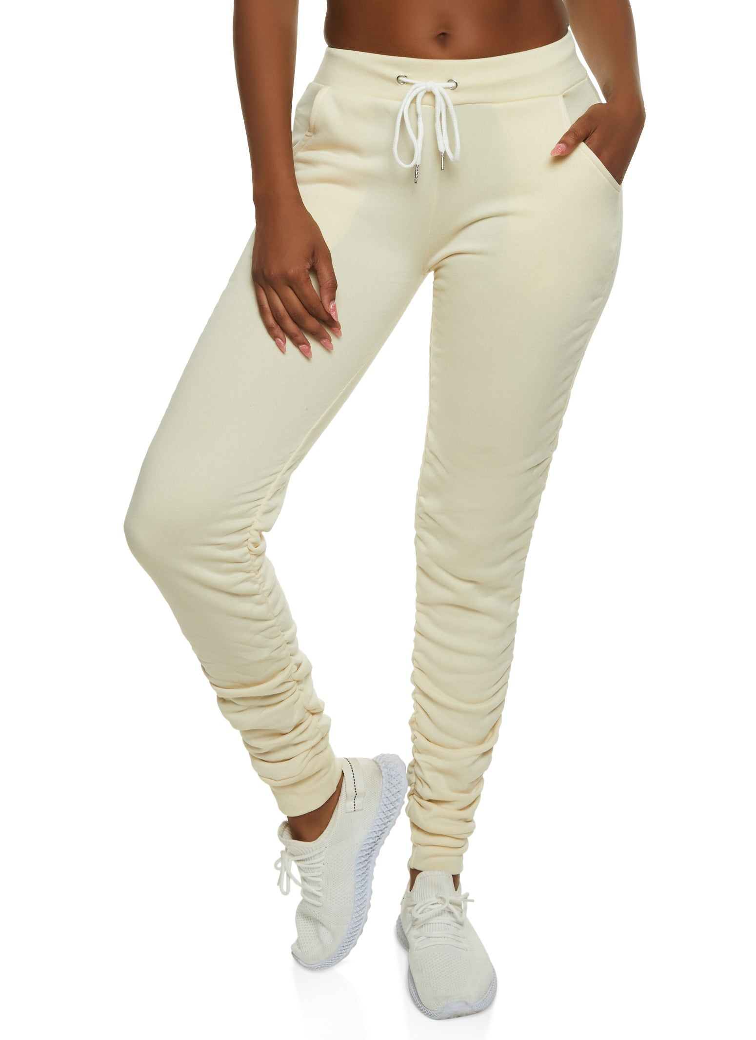 Solid Fleece Ruched Joggers sold by Rainbow