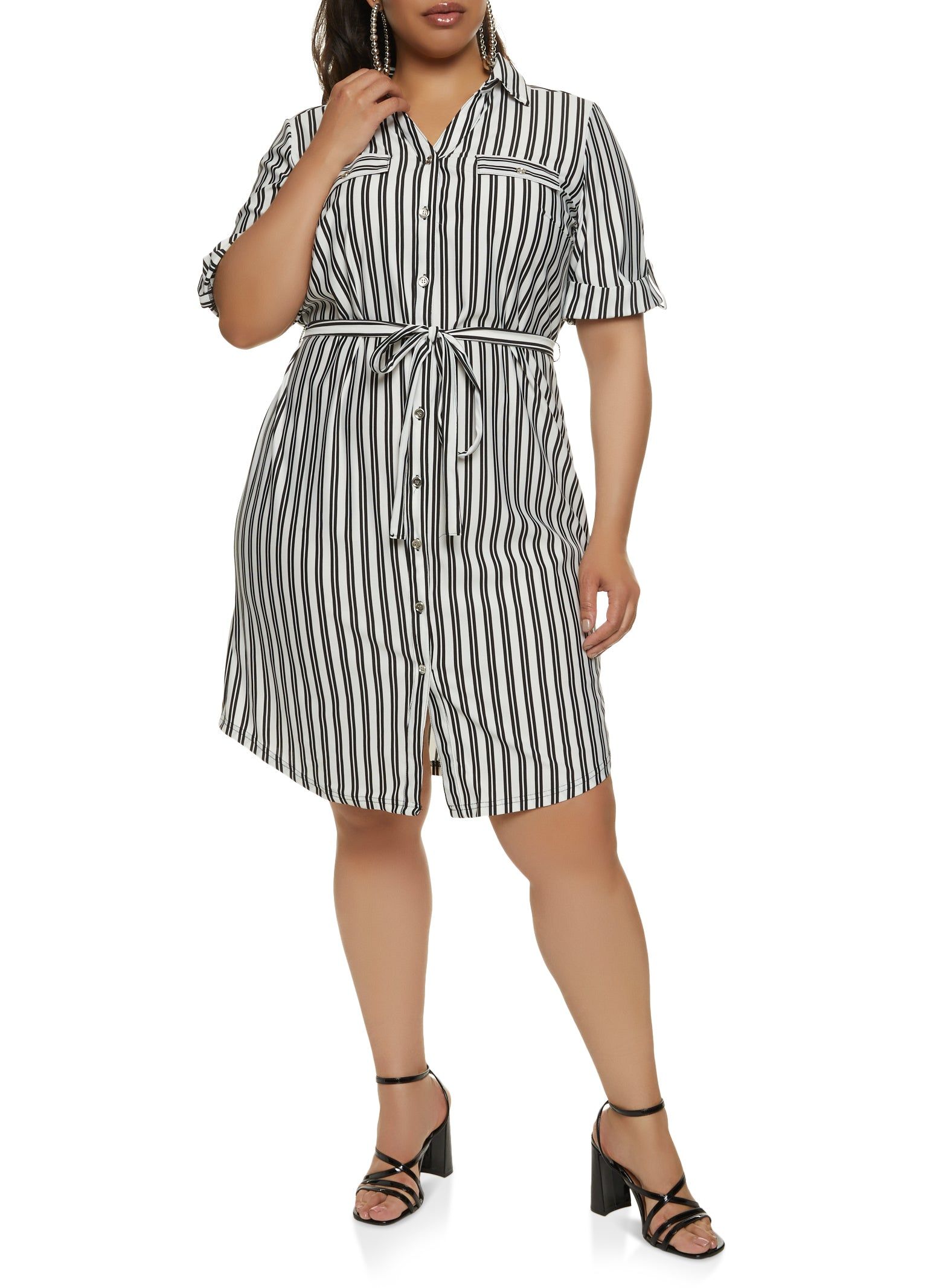 Plus Size Stripe Button Front Shirt Dress sold by Rainbow product image thumbnail 2