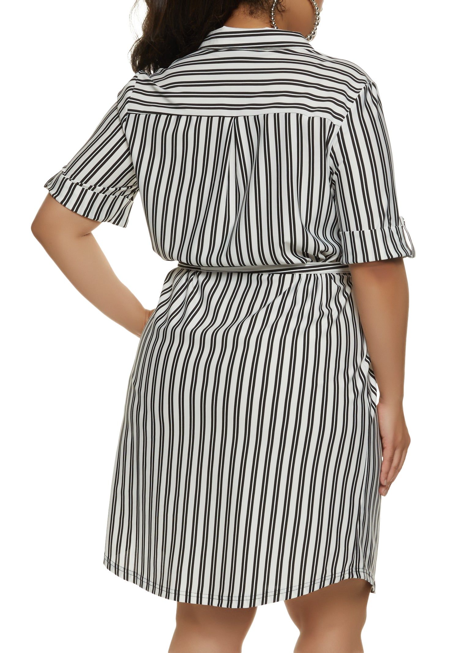 Plus Size Stripe Button Front Shirt Dress sold by Rainbow product image thumbnail 3