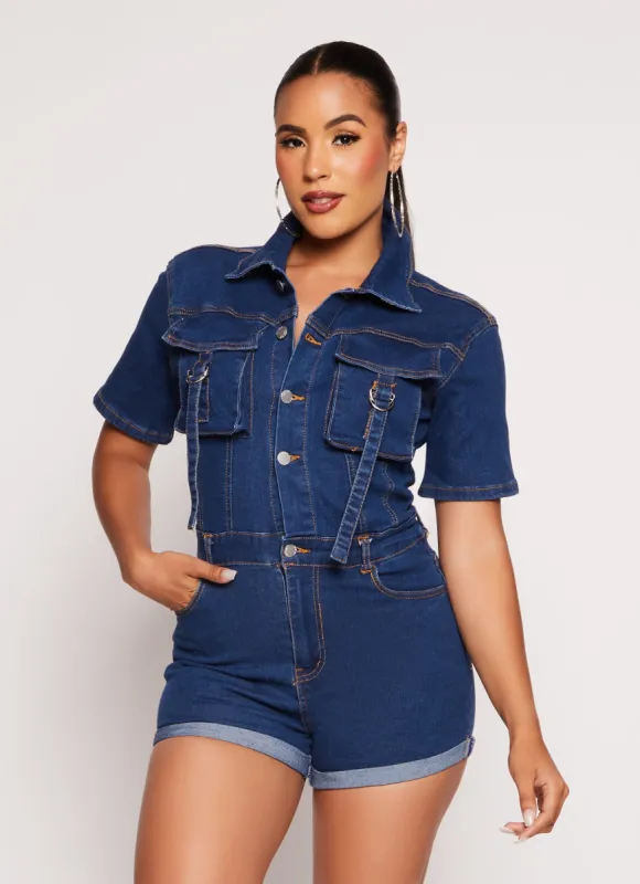 Daisy Denim Utility Romper sold by Rainbow