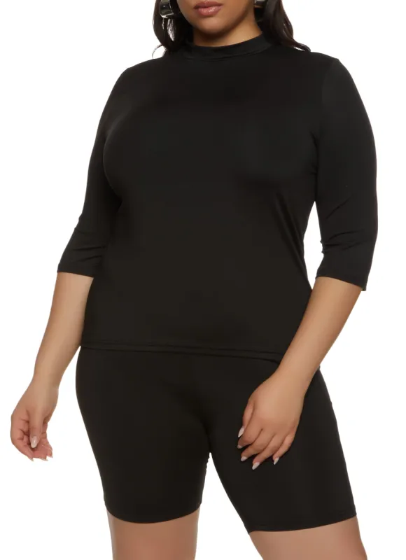 Plus Size Daisy Basic Quarter Sleeve Top sold by Rainbow