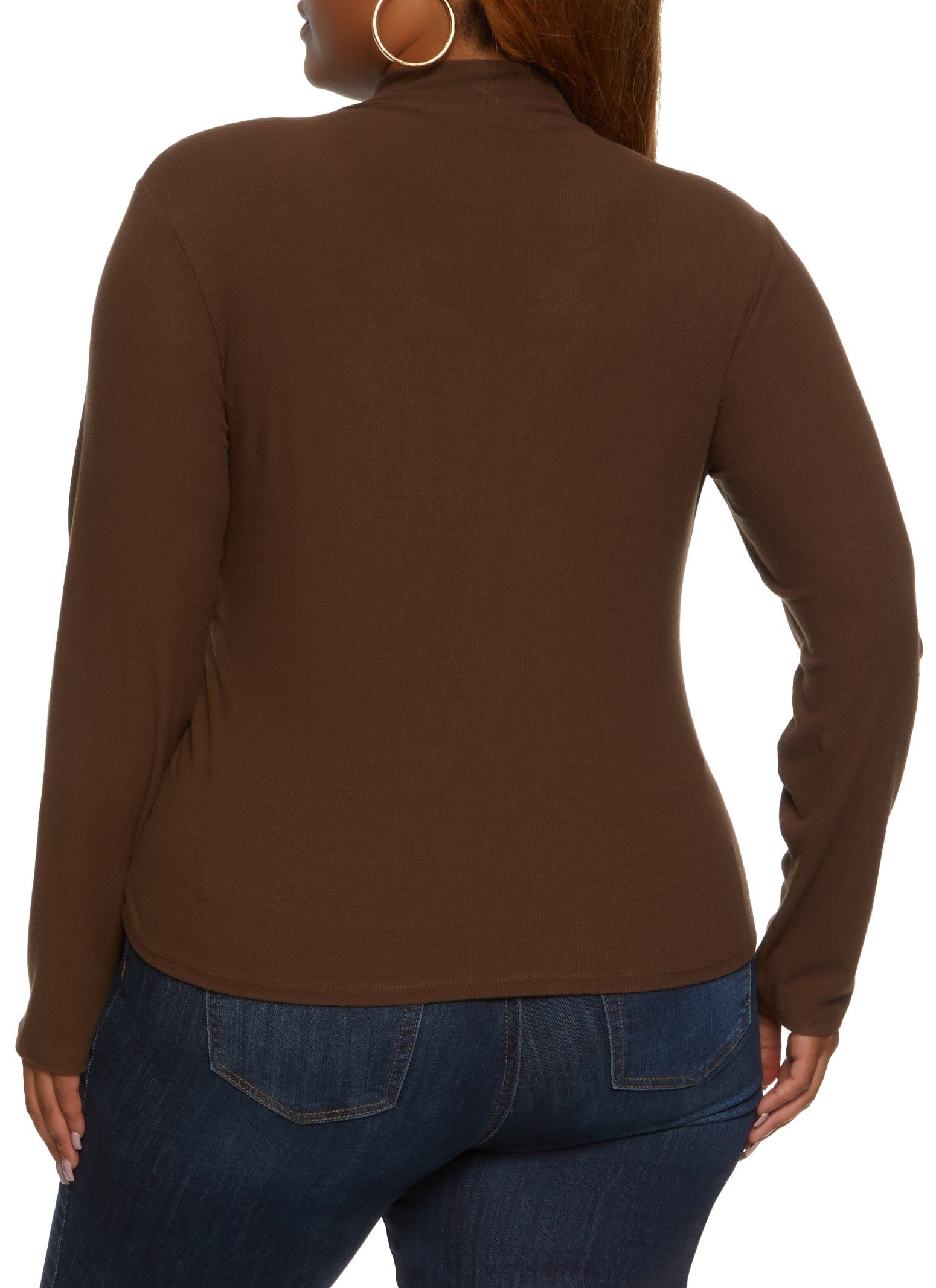 Plus Size Ribbed Knit Mock Neck Long Sleeve Top sold by Rainbow product image thumbnail 2