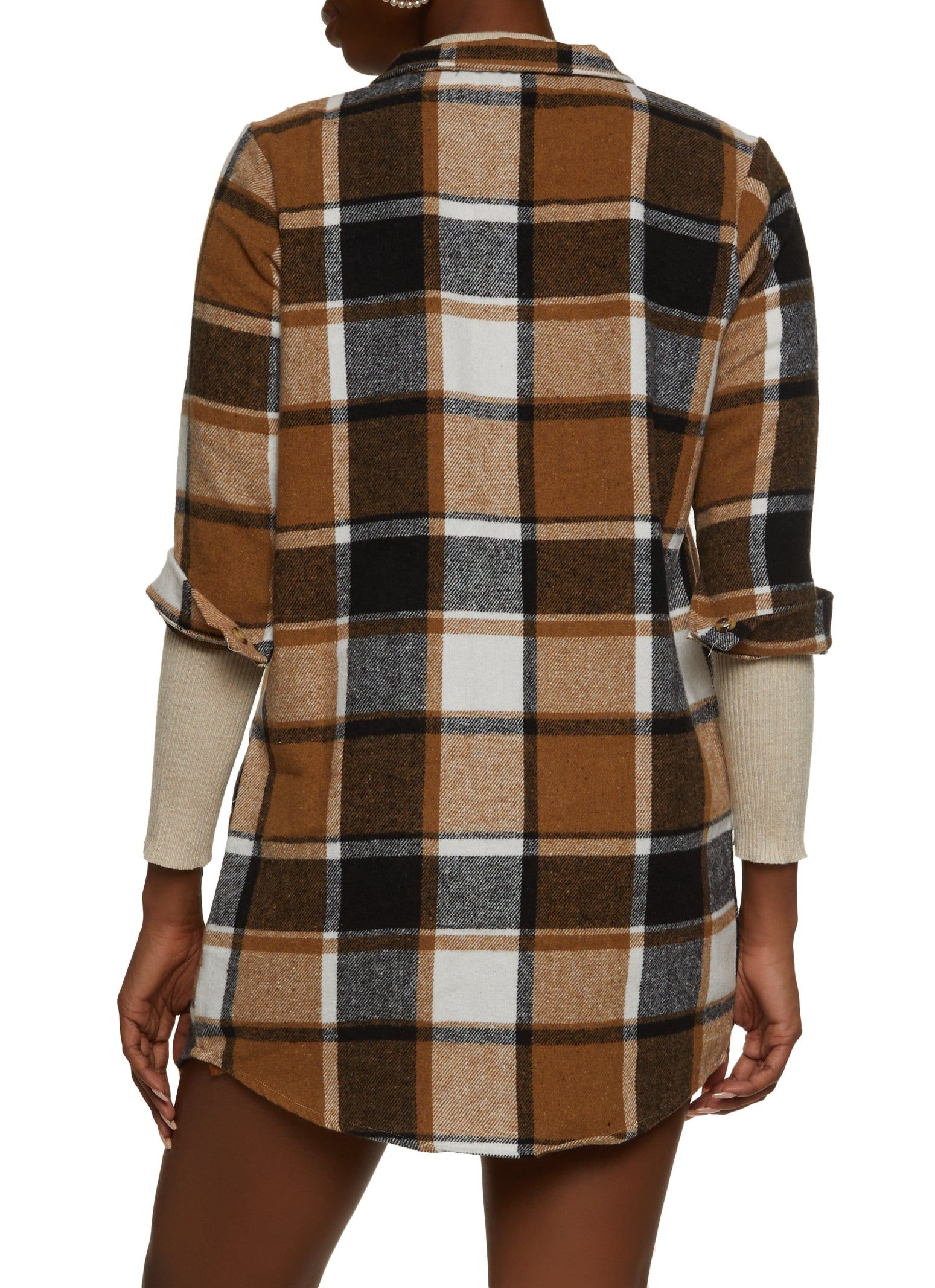 Plaid Flannel Quarter Sleeve Shacket sold by Rainbow product image thumbnail 3