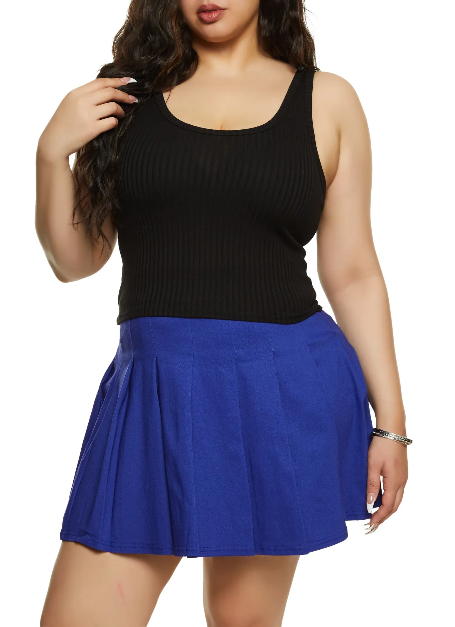Plus Size Pleated Mini Skirt sold by Rainbow