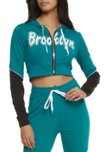 Brooklyn Zip Front Graphic Hoodie sold by Rainbow