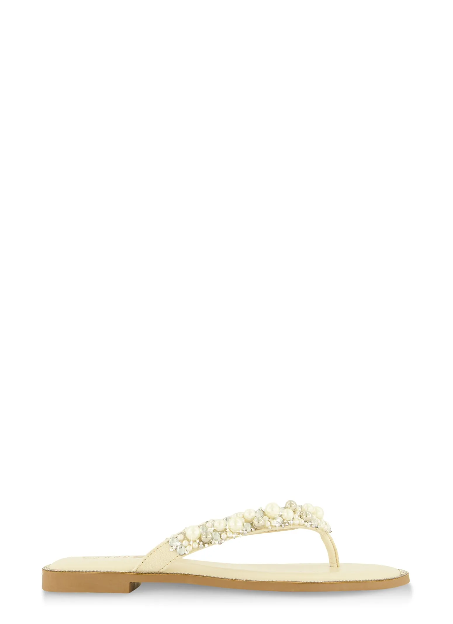 Rhinestone Trim Faux Pearl Thong Sandals sold by Rainbow product image thumbnail 2