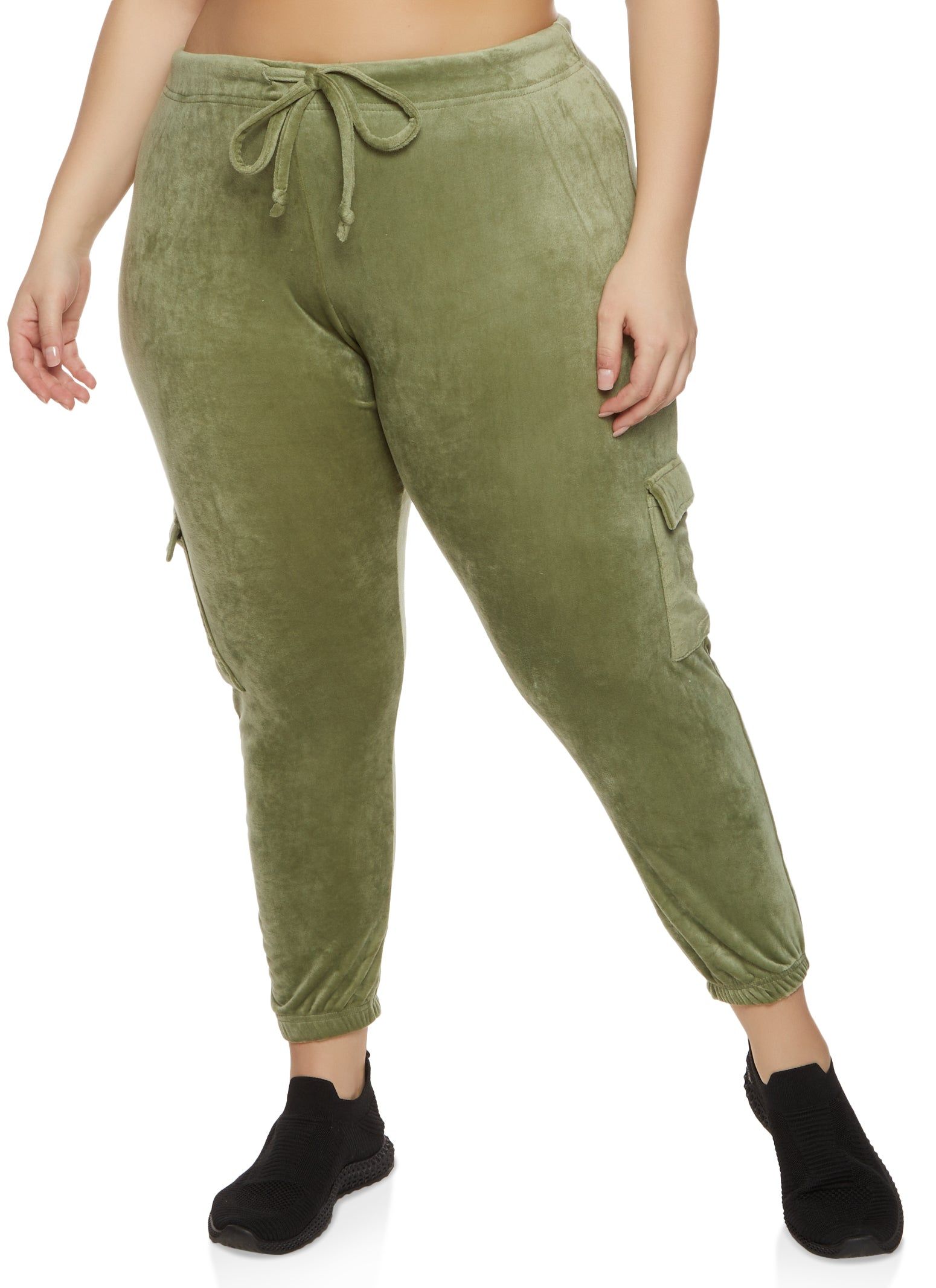 Plus Size Velour Cargo Pocket Sweatpants sold by Rainbow