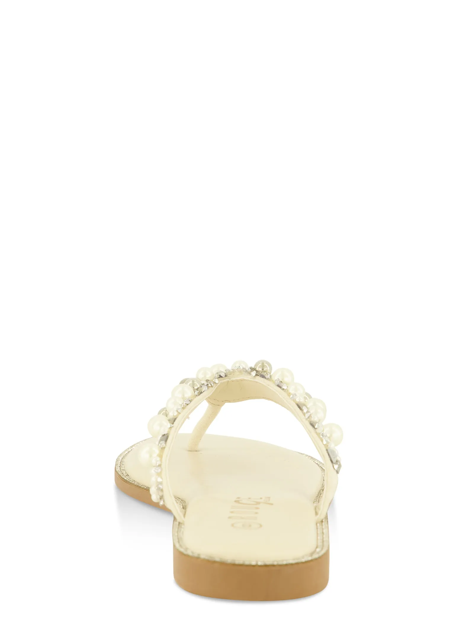 Rhinestone Trim Faux Pearl Thong Sandals sold by Rainbow product image thumbnail 3